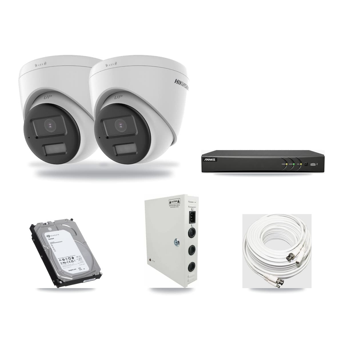 Hikvision & ANNKE 4-Channel 4K CCTV Kit — 2 DS-2CE78U0T Turret Cameras + 6TB Recording - Image 1