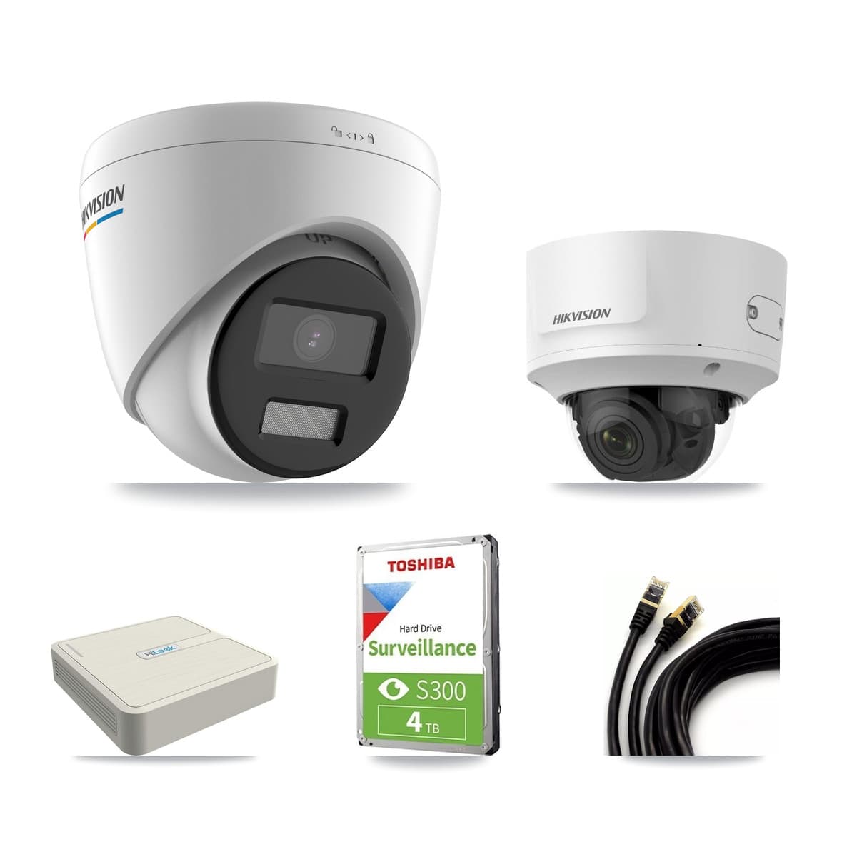 Hikvision & HiLook 8-Channel 2MP CCTV Kit — 5 Turret + 1 Dome Cameras + 4TB Recording (NVR-108H-D Recorder)