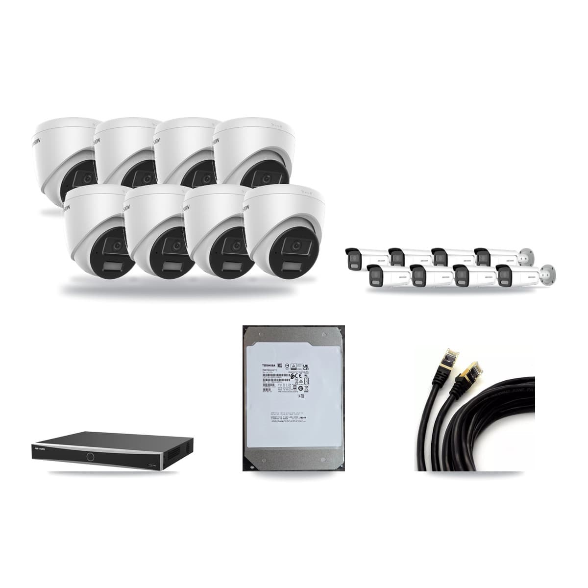 Hikvision 16-Channel 4MP CCTV Kit — 8 Turret + 8 Bullet Cameras + 14TB Recording (DS-7616NXI Recorder) - Image 1