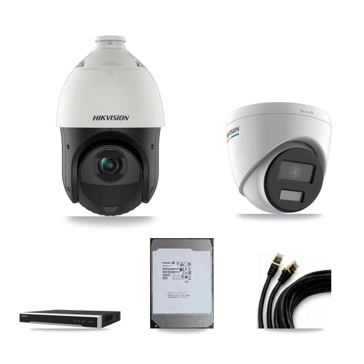 Hikvision 16-Channel 2MP – 4MP CCTV Kit — 1 2MP Turret + 15 4MP PTZ Cameras + 14TB Recording (DS-7616NI-M2 Recorder) - Image 1