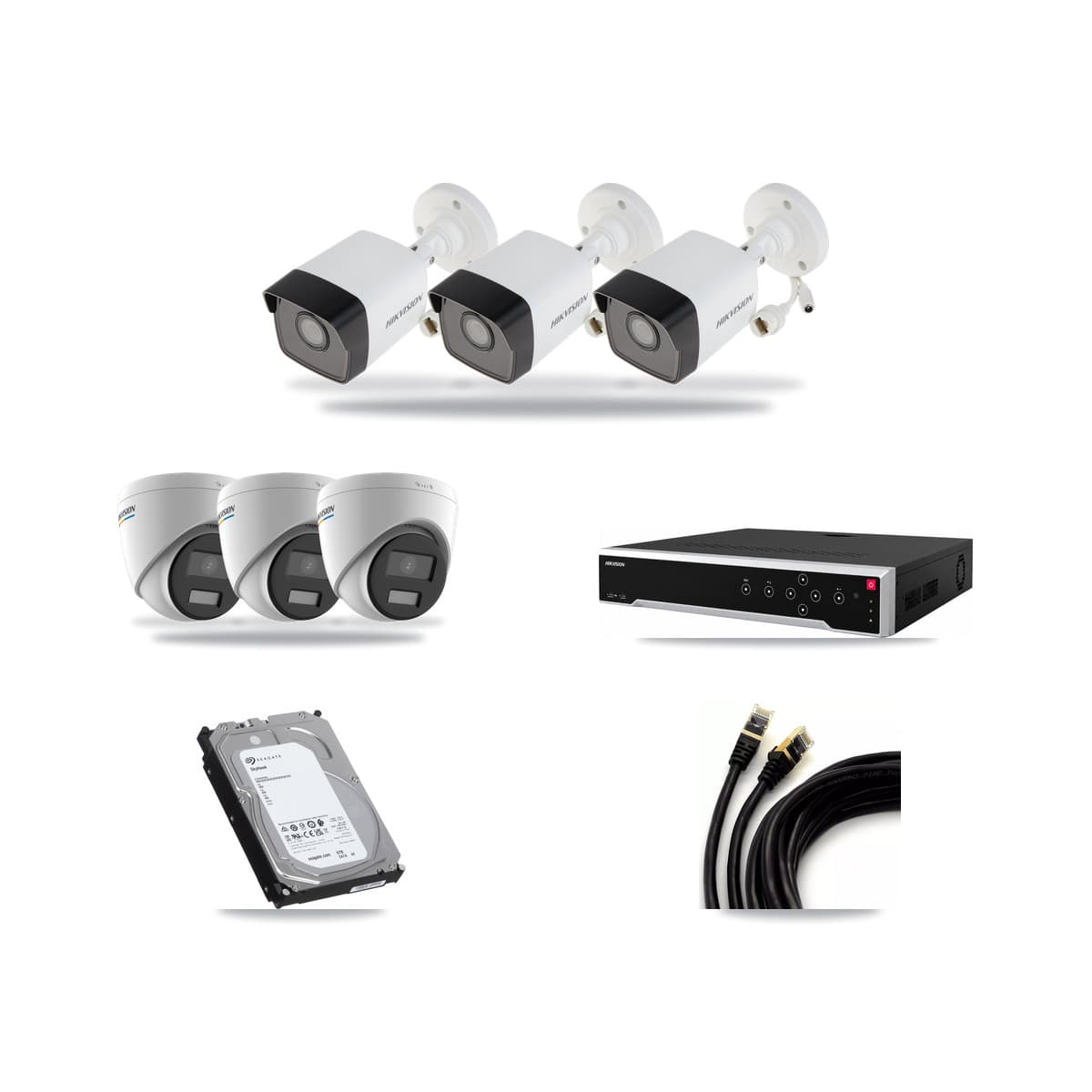Hikvision 32-Channel 2MP – 5MP CCTV Kit — 3 5MP Bullet + 3 2MP Turret Cameras + 6TB Recording - Image 1