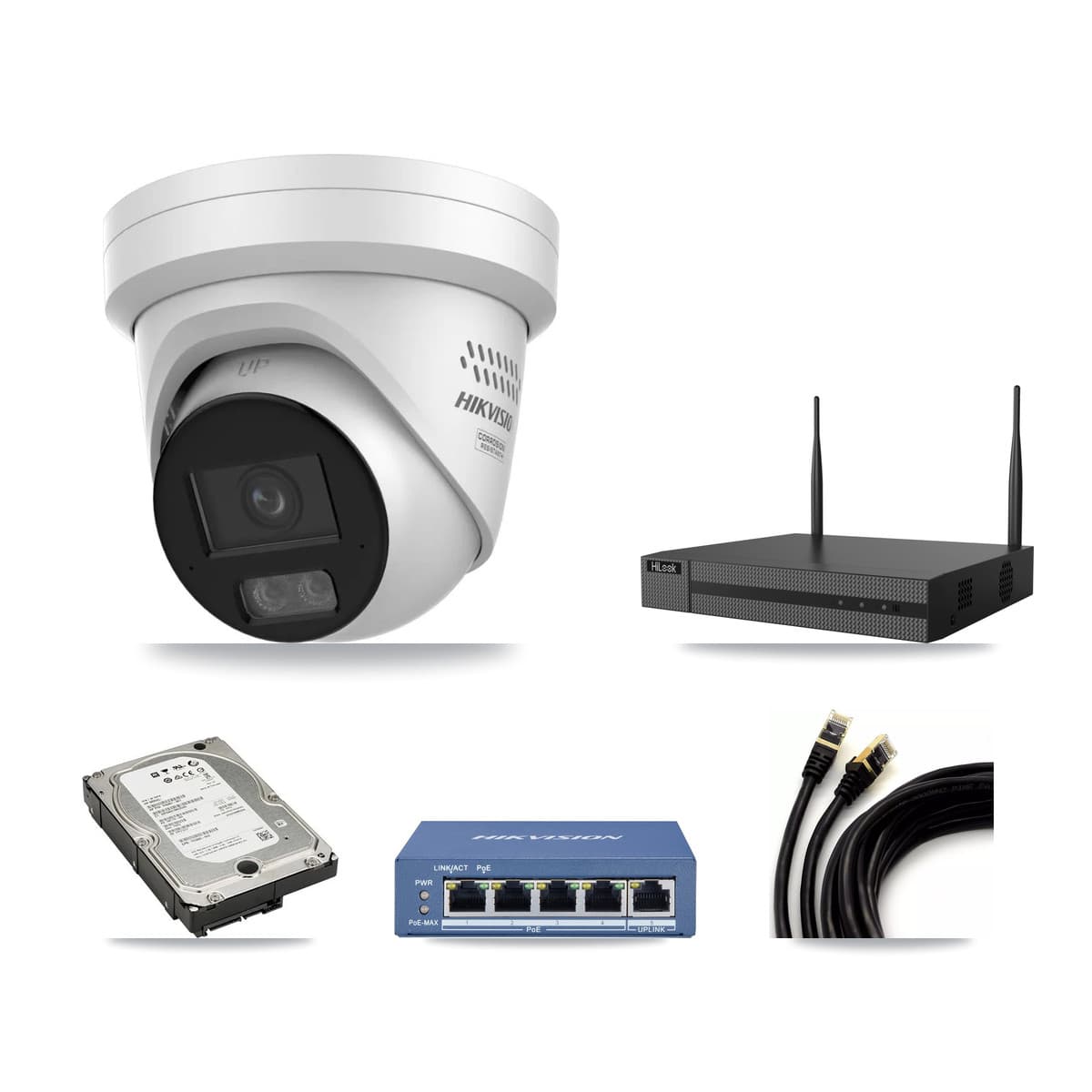HiLook 4-Channel 4MP CCTV Kit — 4 Turret Cameras + 5TB Recording