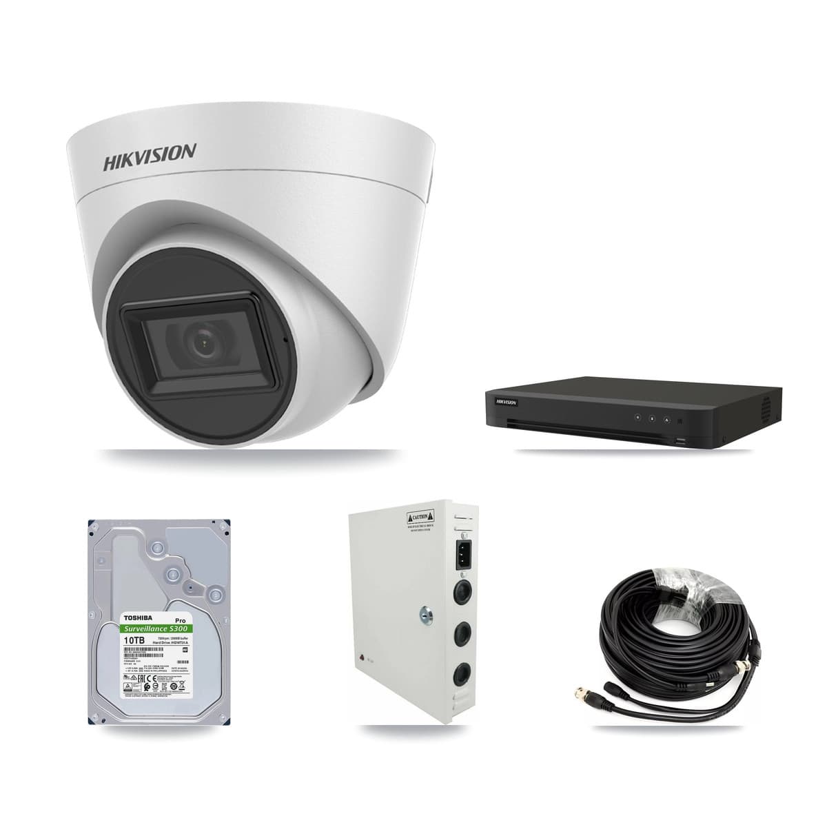 Hikvision 16-Channel 5MP CCTV Kit — 14 White Turret Cameras + 10TB Recording (IDS-7216HQHI Recorder) - Image 1