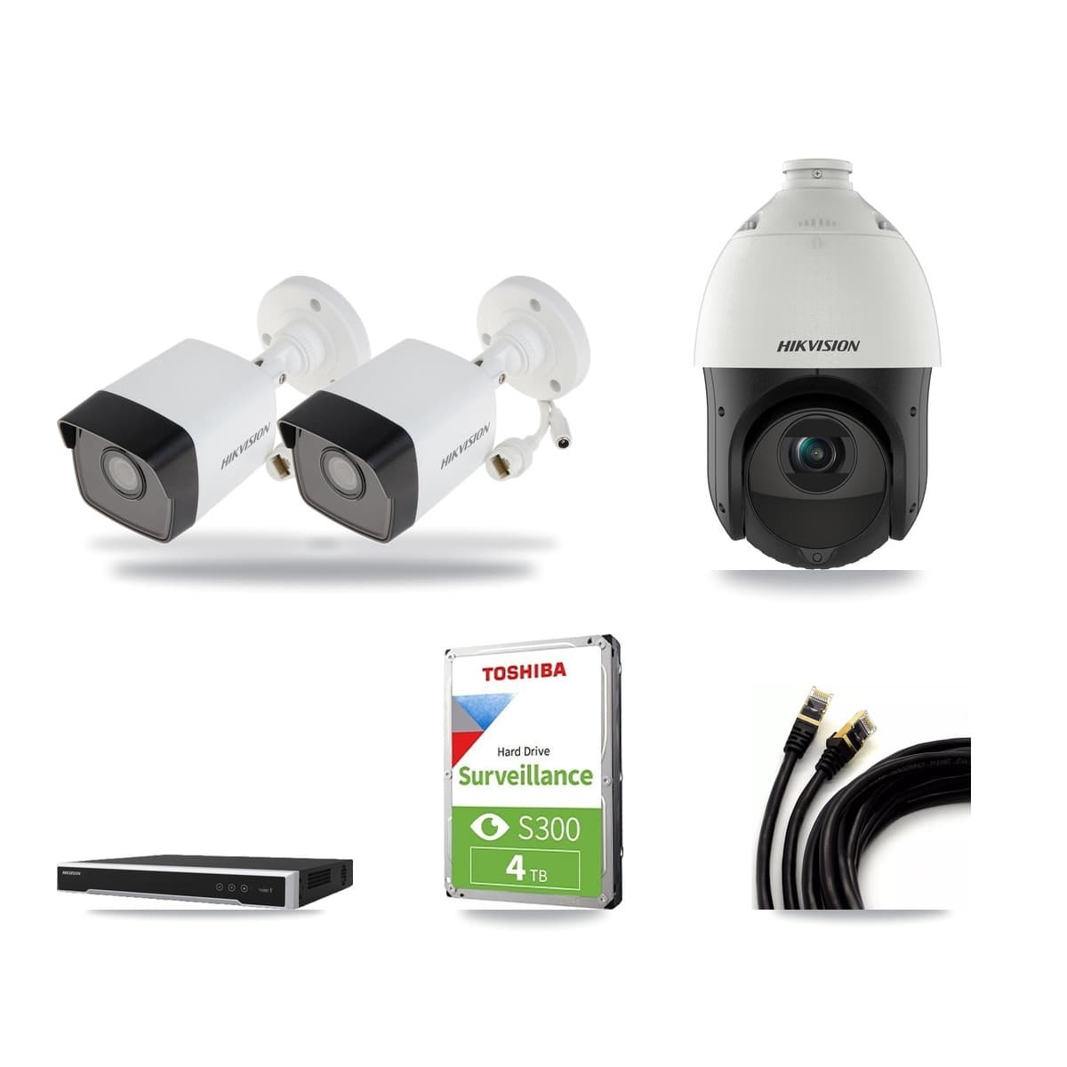Hikvision 8-Channel 4MP – 5MP CCTV Kit — 2 5MP Bullet + 1 4MP PTZ Cameras + 4TB Recording (DS-7608NI-M2 Recorder) - Image 1