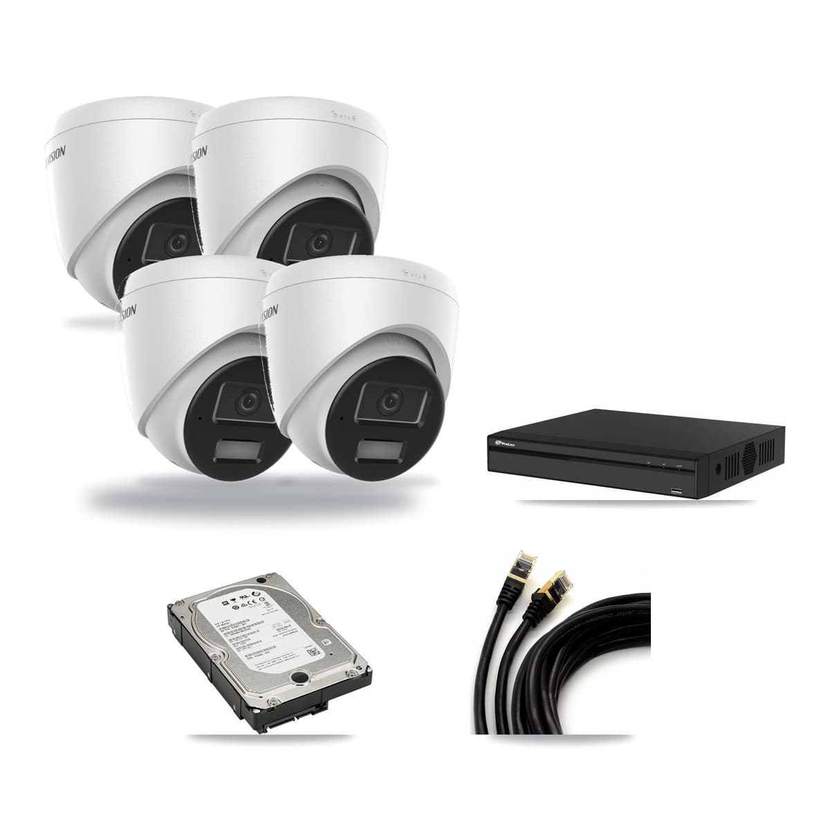 Hikvision & Prolux 4-Channel 4MP CCTV Kit — 4 DS-2CD1343G2 Turret Cameras + 5TB Recording - Image 1
