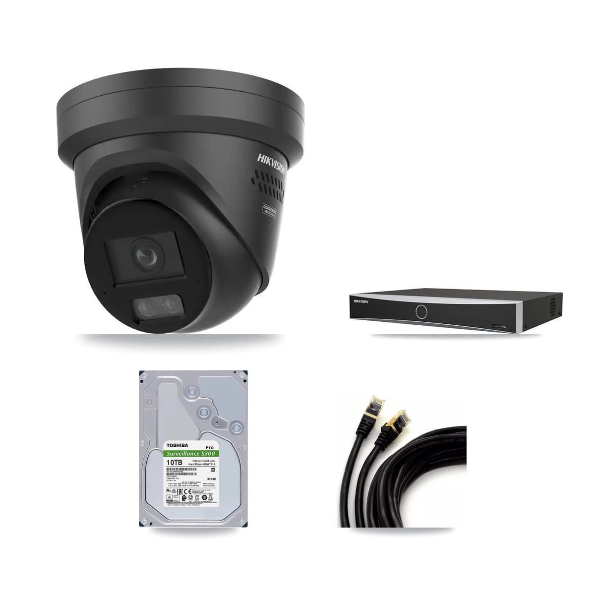 Hikvision 4-Channel 4K CCTV Kit — 4 Black DS-2CD2387G3 Turret Cameras + 10TB Recording - Image 1