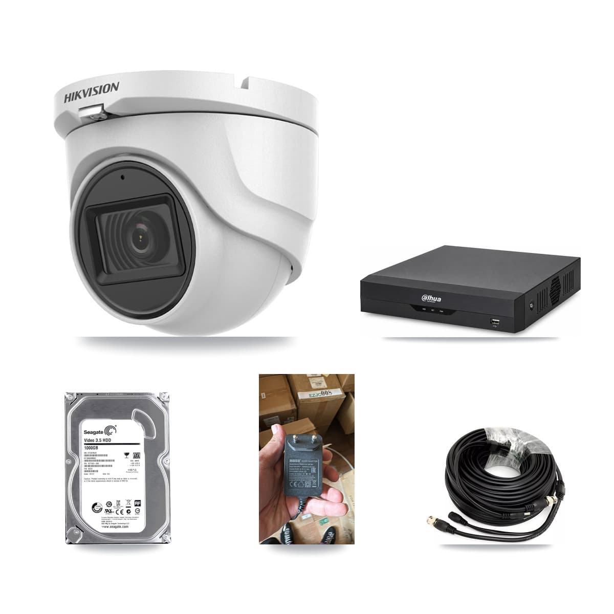 Hikvision & Dahua 4-Channel 5MP CCTV Kit — 1 DS-2CE76H0T Turret Camera + 1TB Recording - Image 1