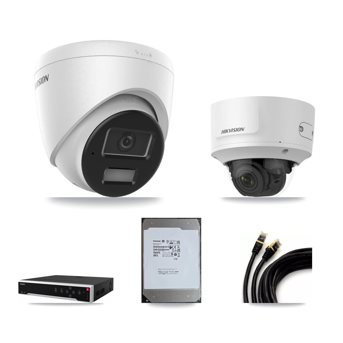 Hikvision 32-Channel 2MP – 4MP CCTV Kit — 11 4MP Turret + 1 2MP Dome Cameras + 14TB Recording