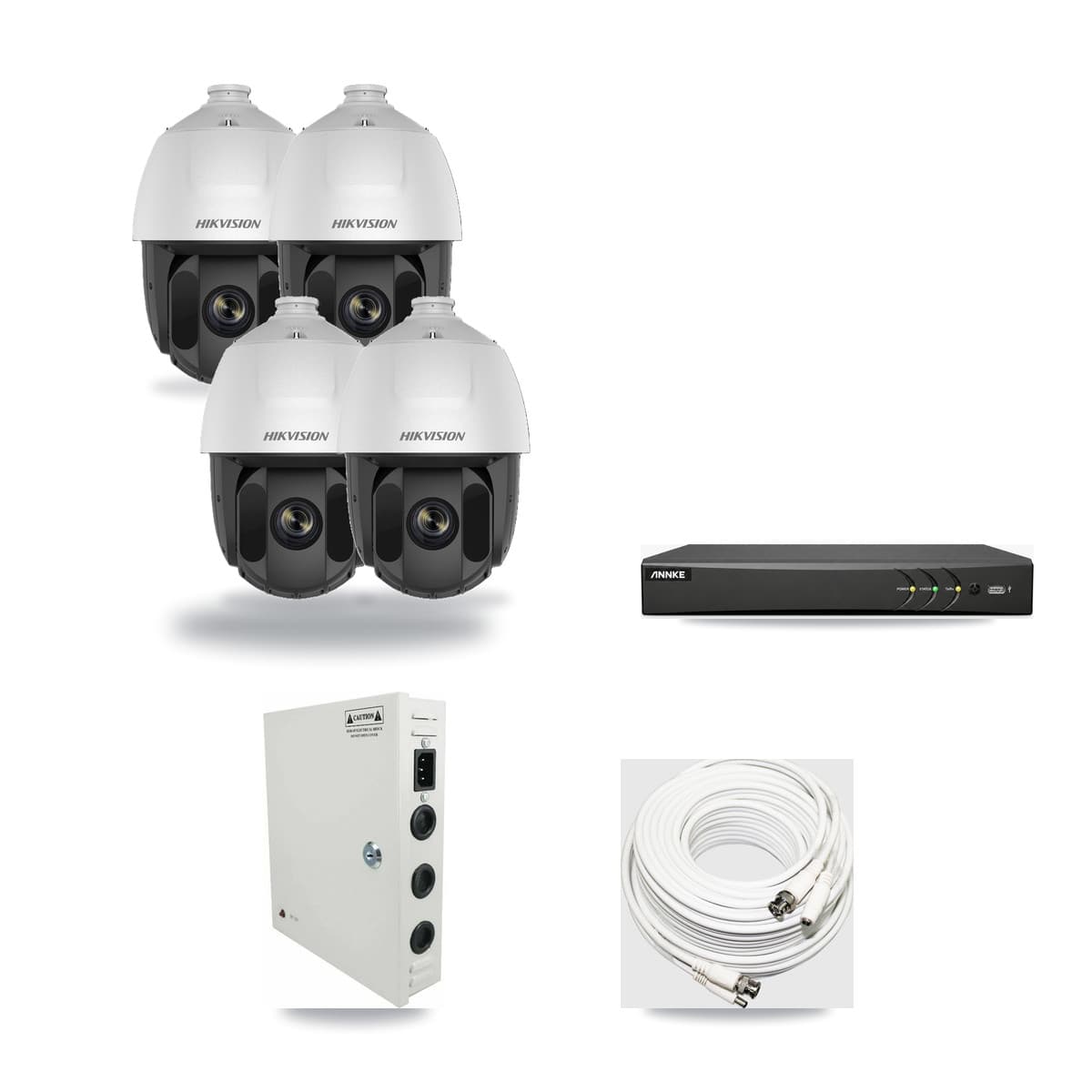 Hikvision & ANNKE 4-Channel 2MP CCTV Kit — 4 DS-2AE5225TI PTZ Cameras + 3TB Recording - Image 1