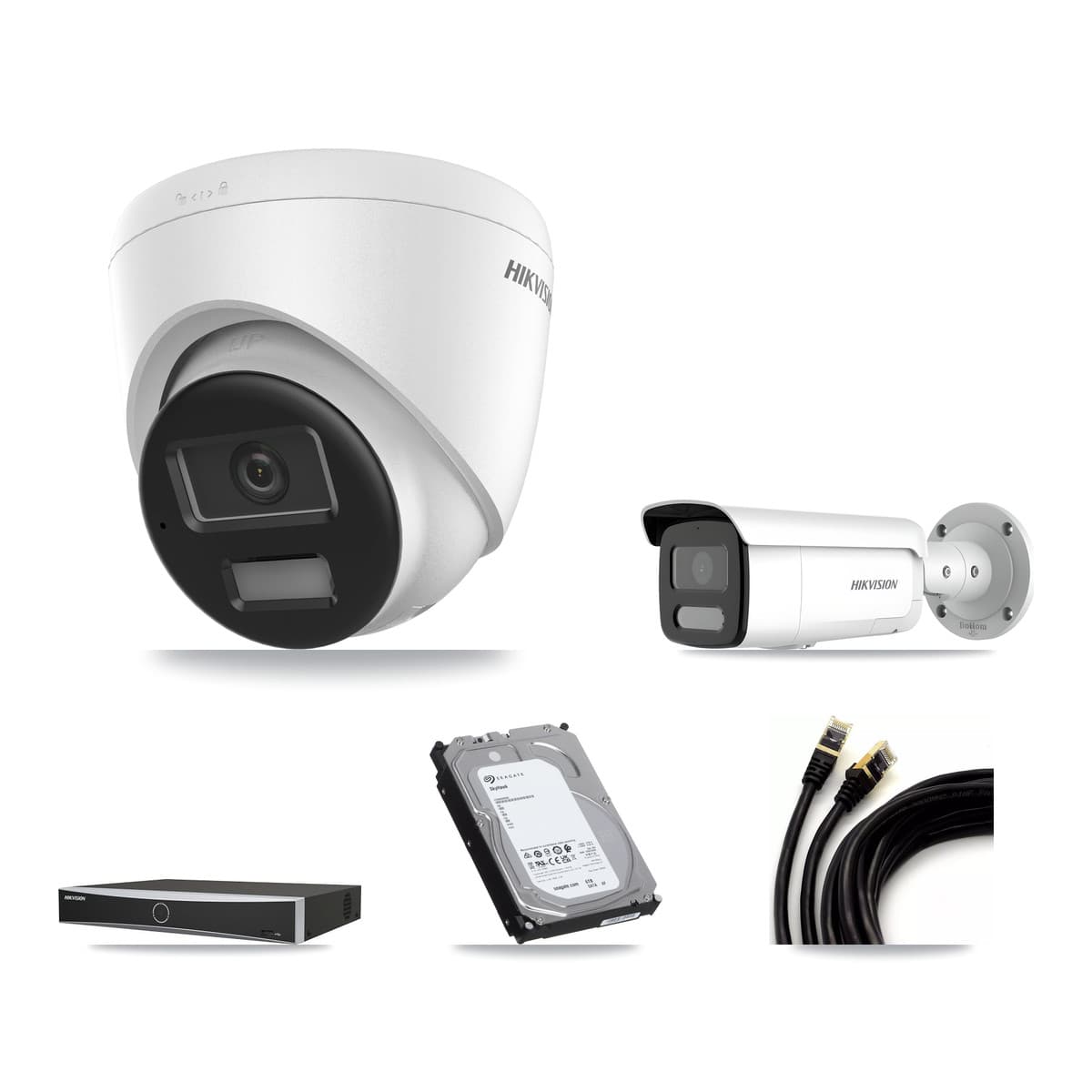 Hikvision 4-Channel 4MP – 4K CCTV Kit — 2 4K Turret + 1 4MP Bullet Cameras + 6TB Recording