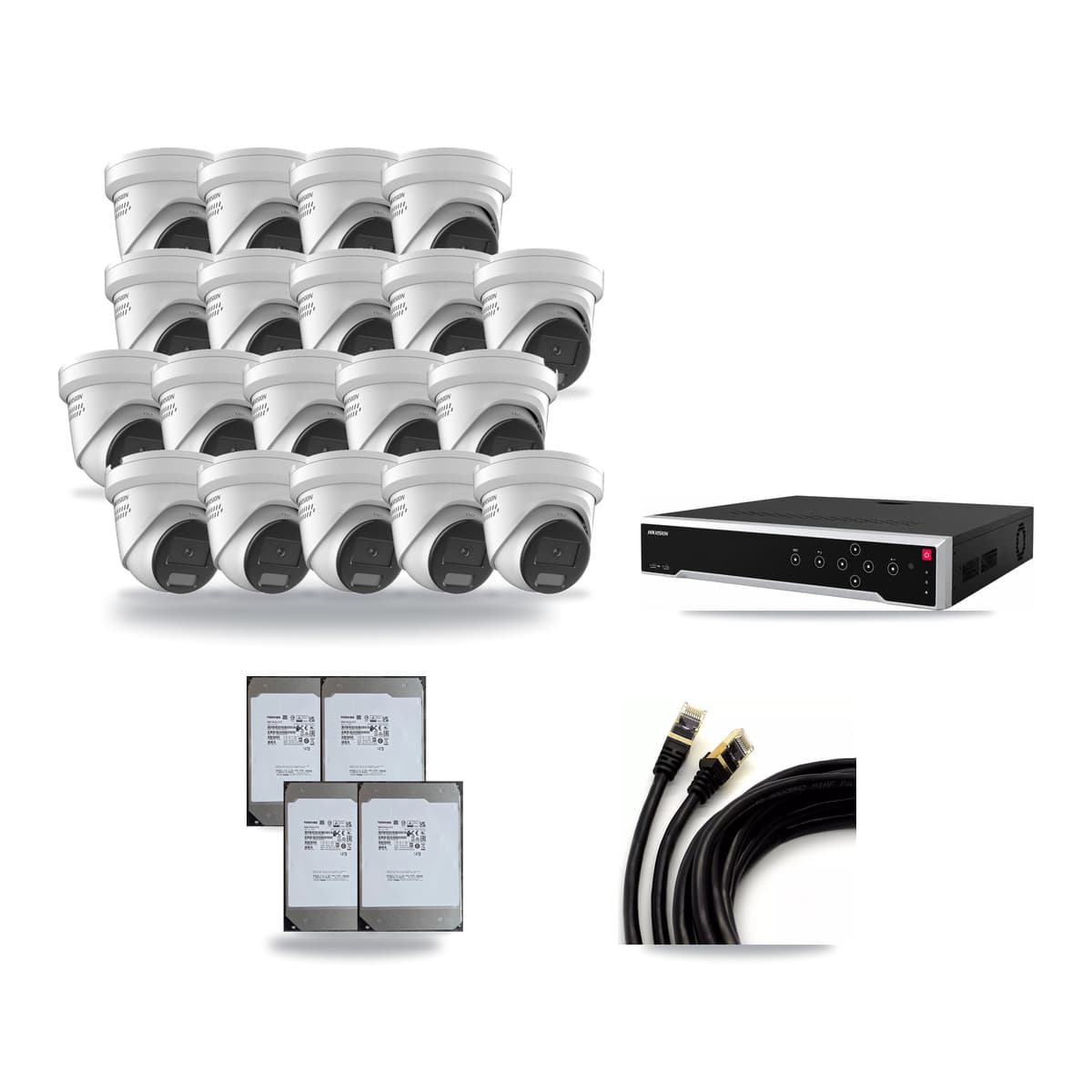 Hikvision 32-Channel 4K CCTV Kit — 19 DS-2CD2387G2H Turret Cameras + 4× 14TB Recording - Image 1