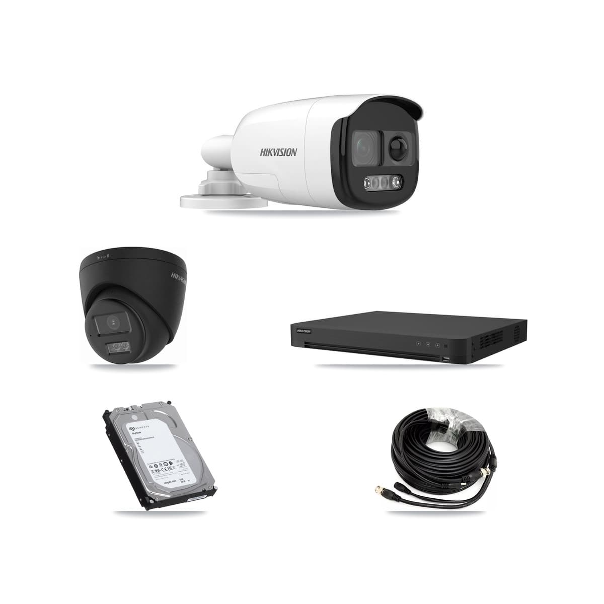 Hikvision 16-Channel 5MP – 4K CCTV Kit — 3 5MP Bullet + 1 Black 4K Turret Cameras + 6TB Recording