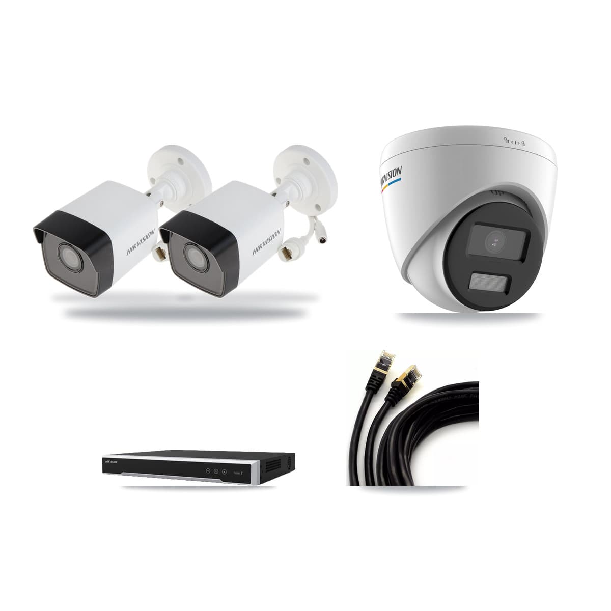 Hikvision 8-Channel 2MP – 5MP CCTV Kit — 2 5MP Bullet + 1 2MP Turret Cameras + 3TB Recording (DS-7608NI-M2 Recorder) - Image 1