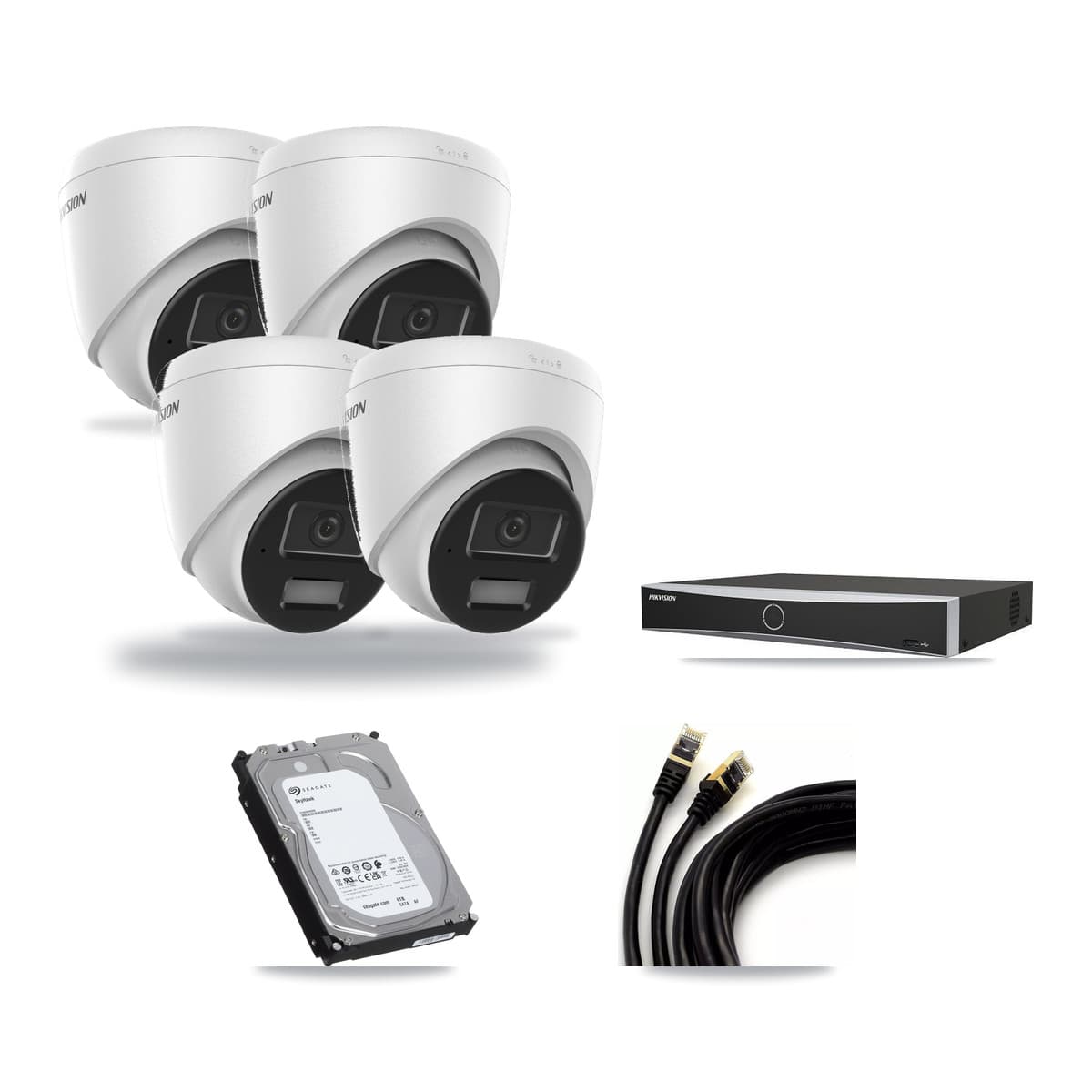 Hikvision 4-channel CCTV kit: 4 cameras (4× 4MP Turret), 6TB hard drive