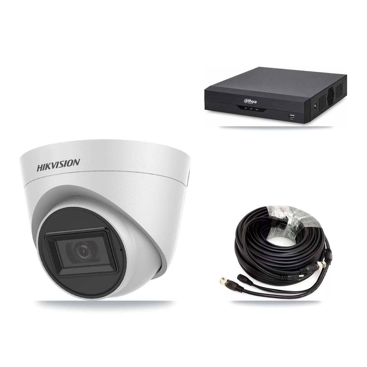 Hikvision & Dahua 4-Channel 5MP CCTV Kit — 2 White Turret Cameras + 3TB Recording