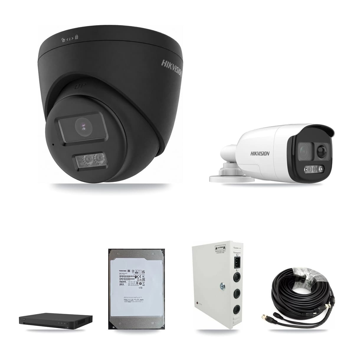 Hikvision 16-Channel 5MP – 4K CCTV Kit — 1 5MP Bullet + 11 Black 4K Turret Cameras + 14TB Recording