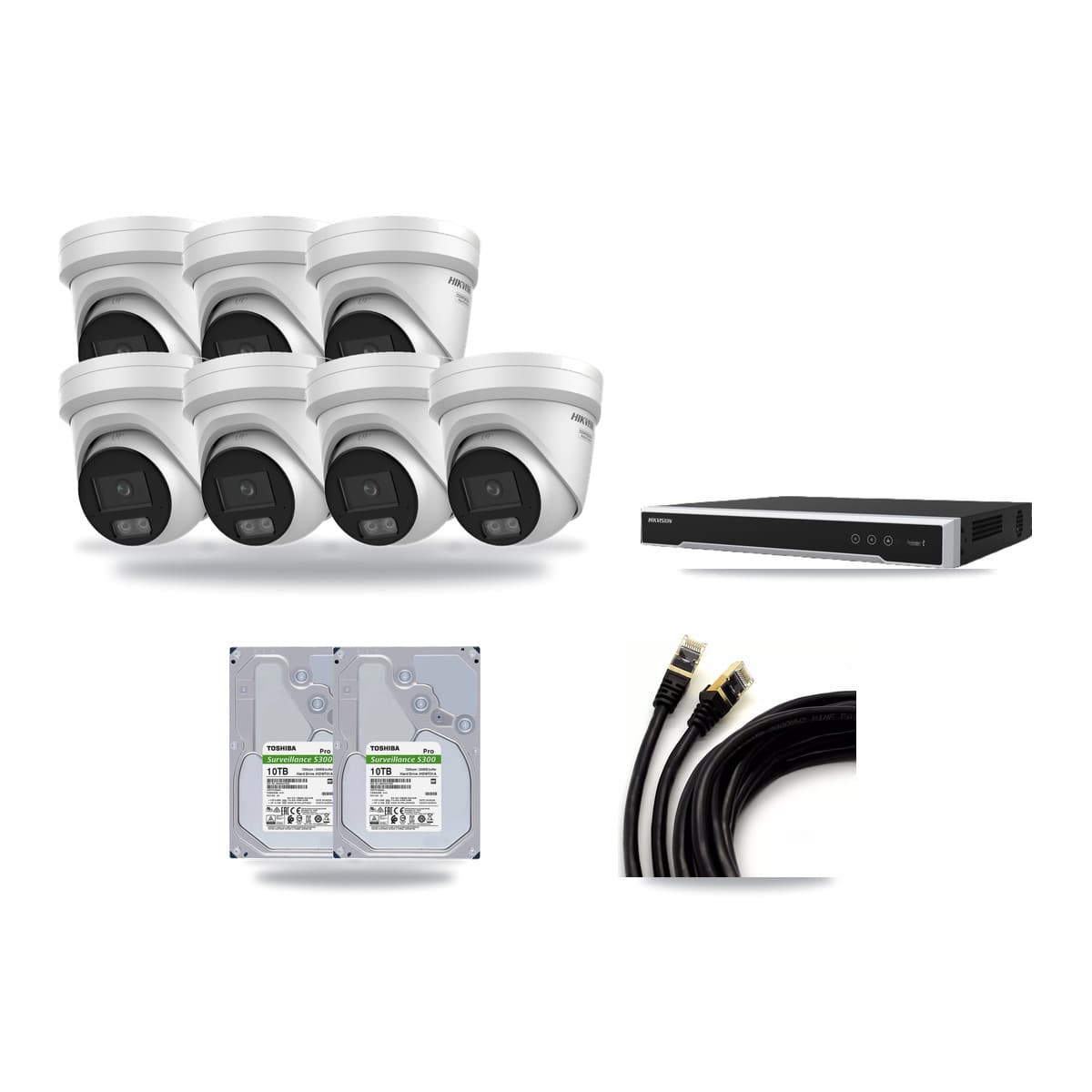 Hikvision 16-Channel 4K CCTV Kit — 7 DS-2CD2387G3 Turret Cameras + 2× 10TB Recording - Image 1