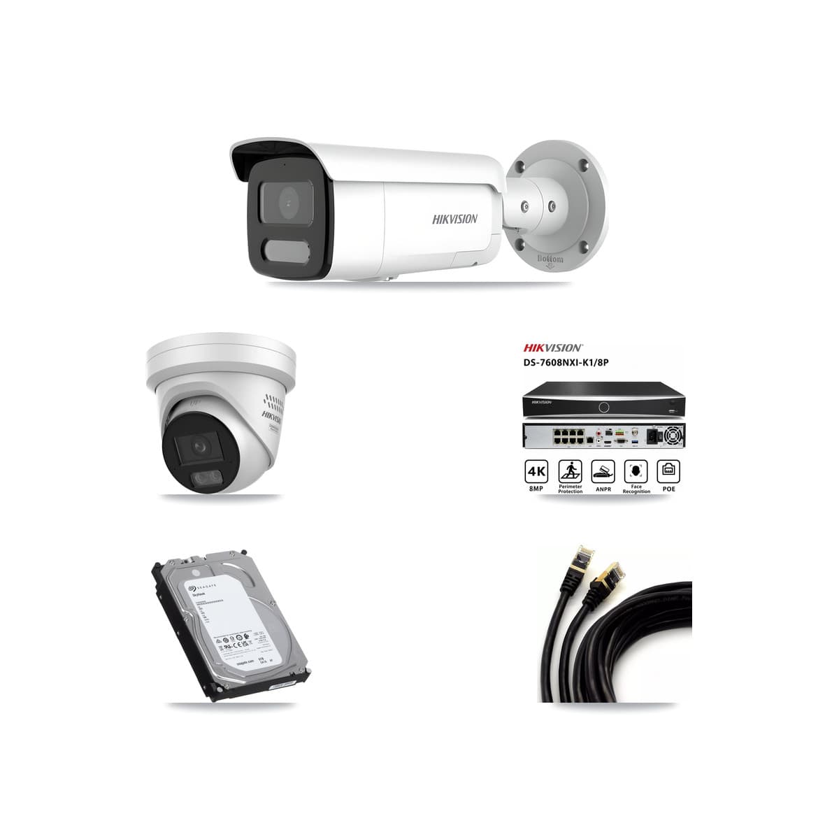Hikvision 8-Channel 4MP CCTV Kit — 1 Turret + 4 Bullet Cameras + 6TB Recording (DS-7608NXI Recorder)