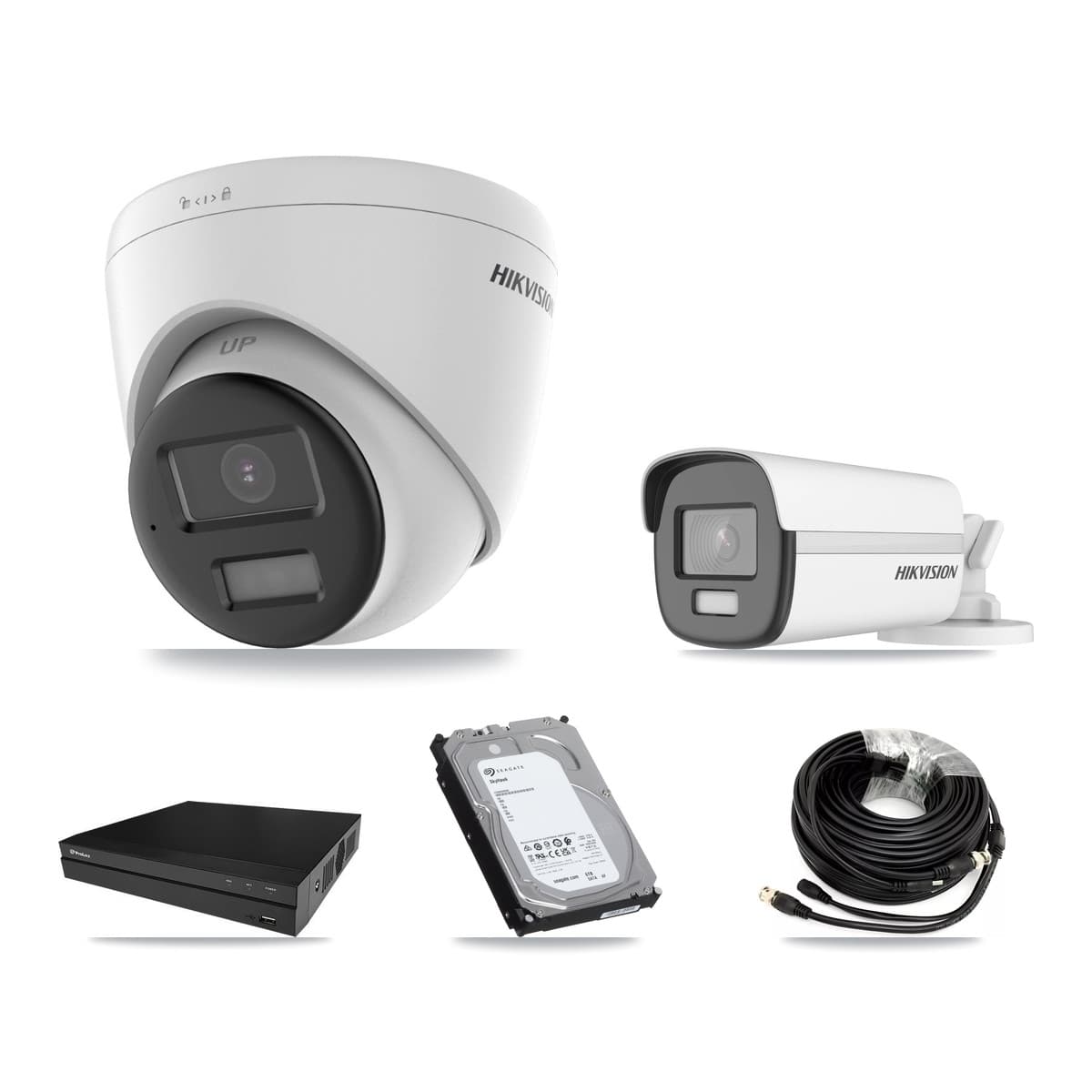 Hikvision & Prolux 8-Channel 4K CCTV Kit — 1 Bullet + 5 Turret Cameras + 2× 6TB Recording