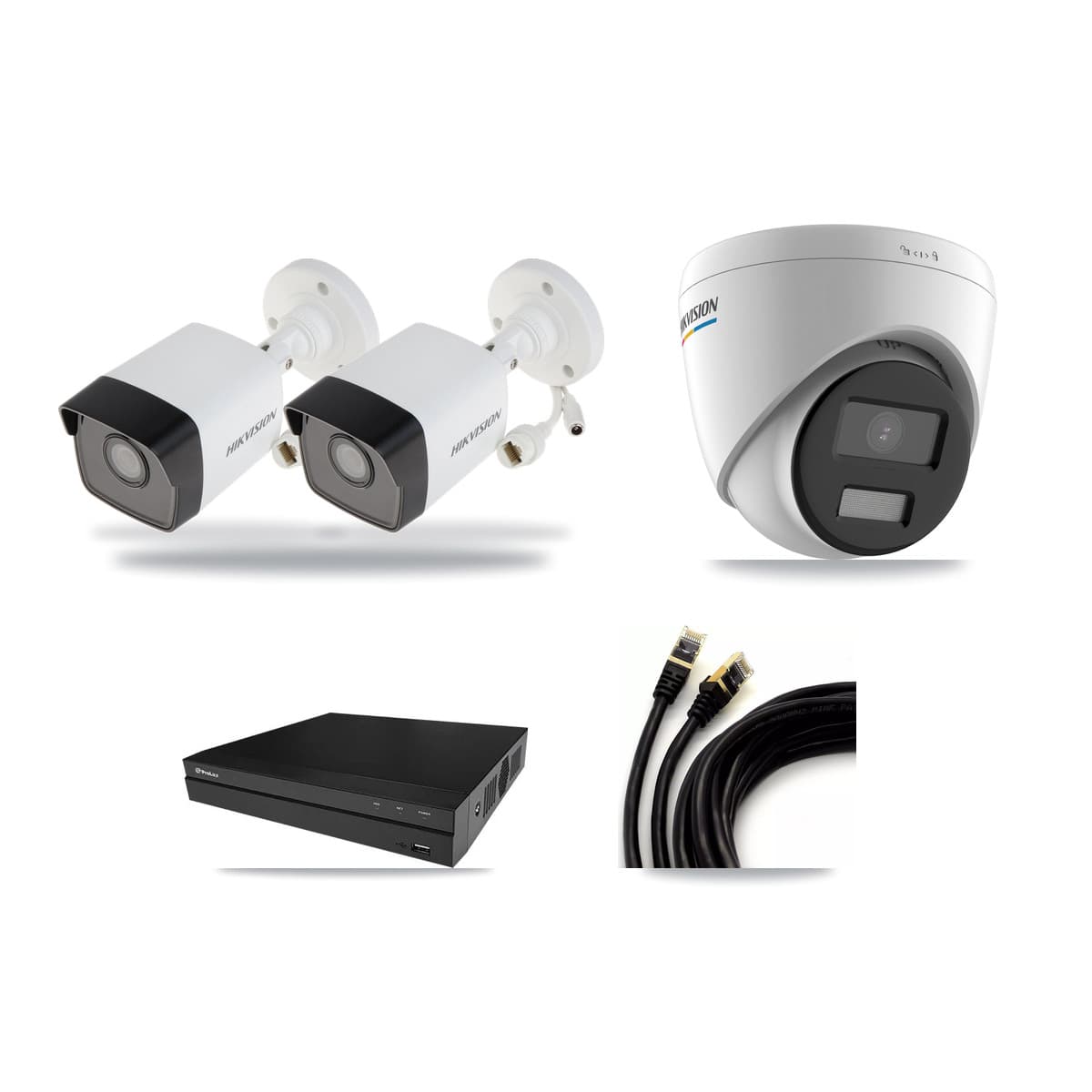 Hikvision & Prolux 8-Channel 2MP – 5MP CCTV Kit — 2 5MP Bullet + 1 2MP Turret Cameras + 3TB Recording - Image 1