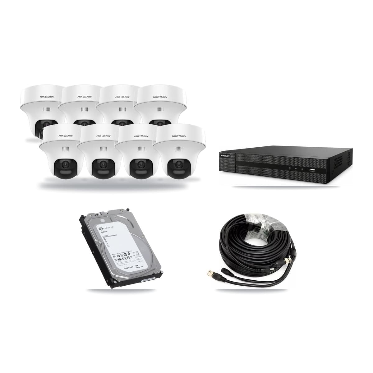 Hikvision 8-Channel 5MP CCTV Kit — 8 DS-2CE70K0T Turret Cameras + 6TB Recording (DVR-8CH Recorder) - Image 1