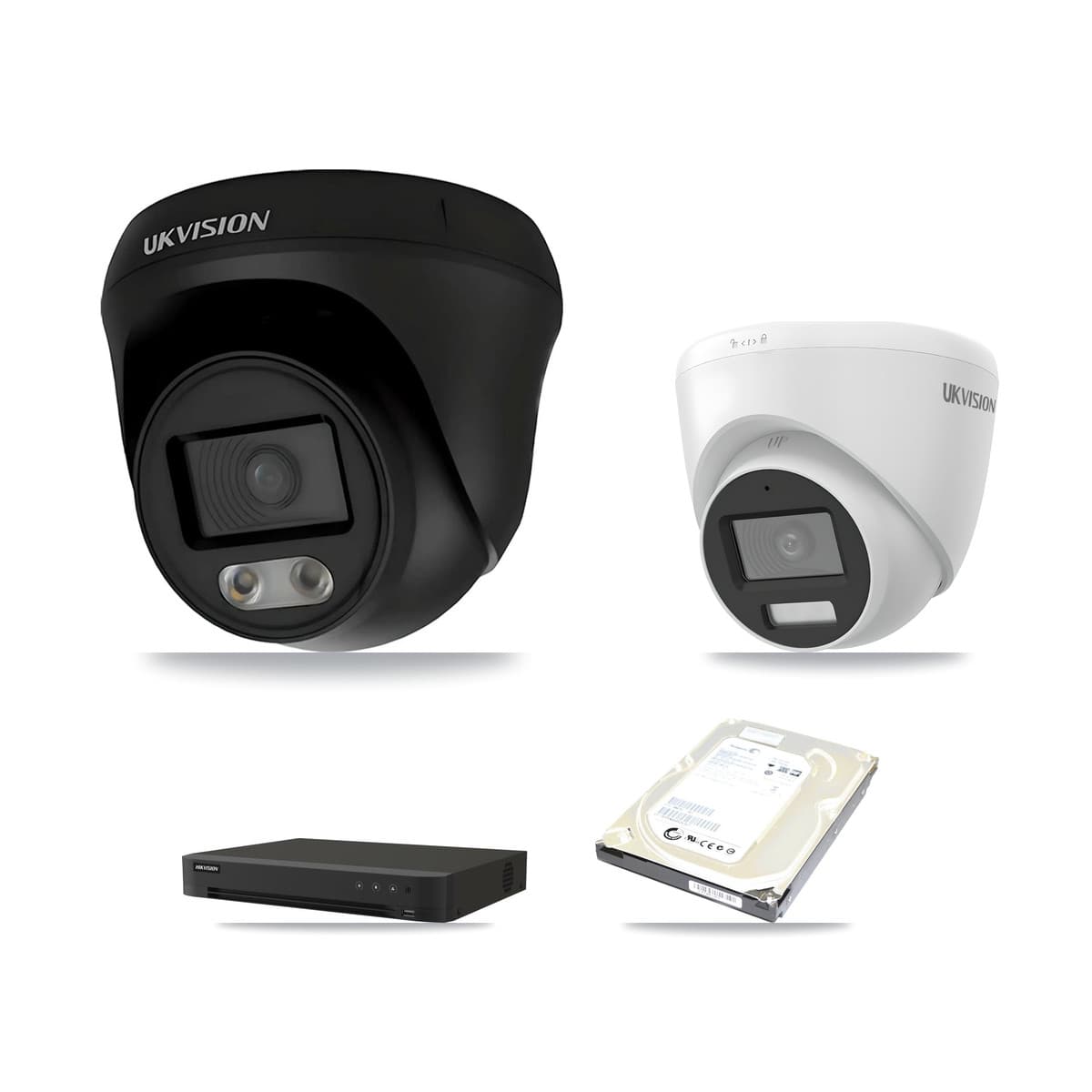 Hikvision 8-Channel 4K CCTV Kit — 2 UKVISION Cameras + 500GB Recording (IDS-7208HUHI-M1/XT Recorder)
