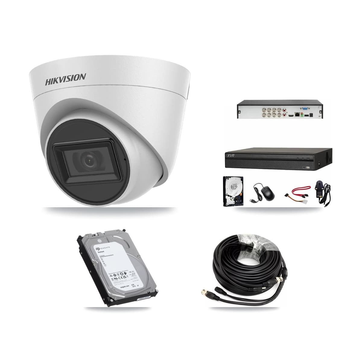 Hikvision & Dahua 8-Channel 5MP CCTV Kit — 8 White Turret Cameras + 6TB Recording (XVR-3108AD Recorder)