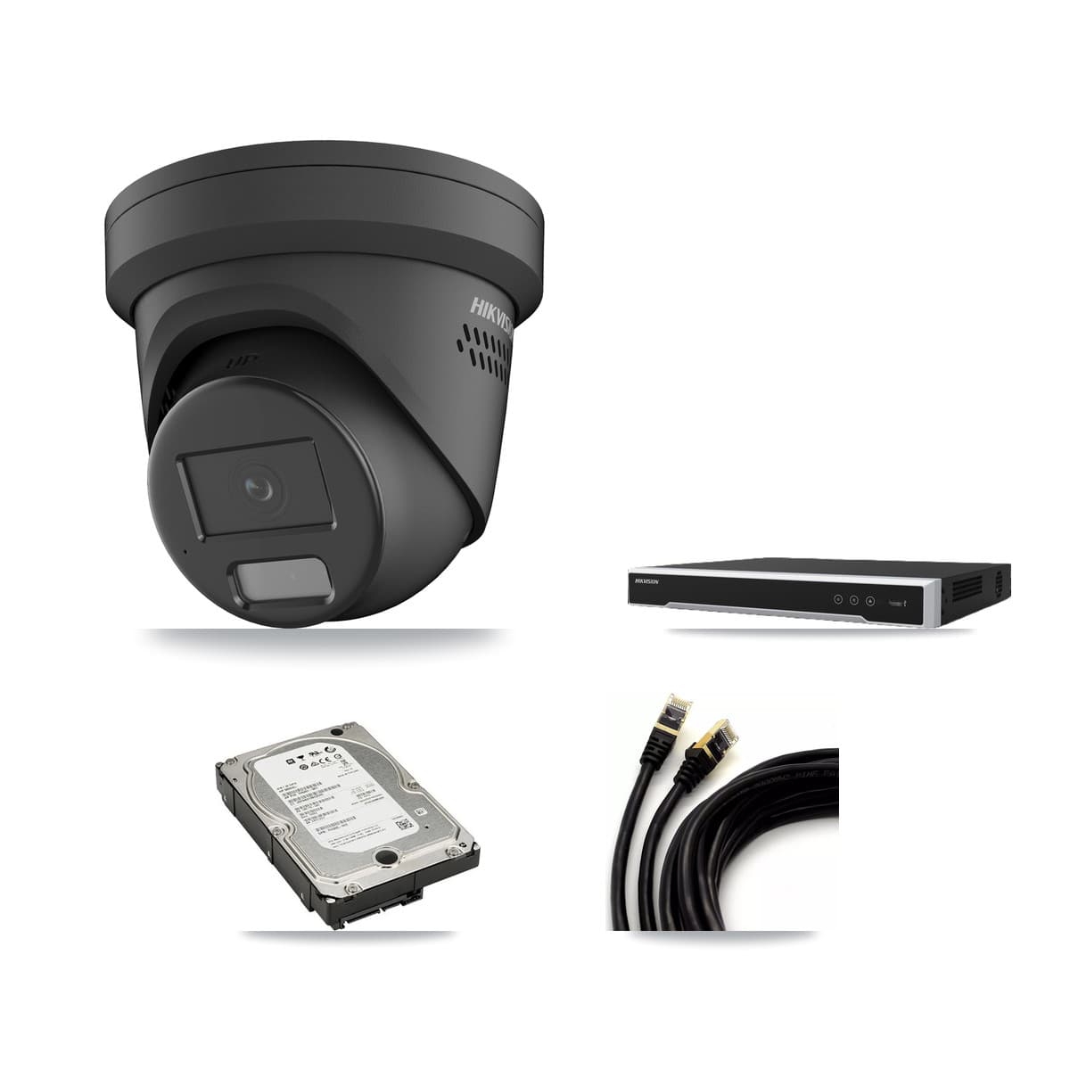 Hikvision 16-Channel 4MP CCTV Kit — 4 Black Turret Cameras + 5TB Recording