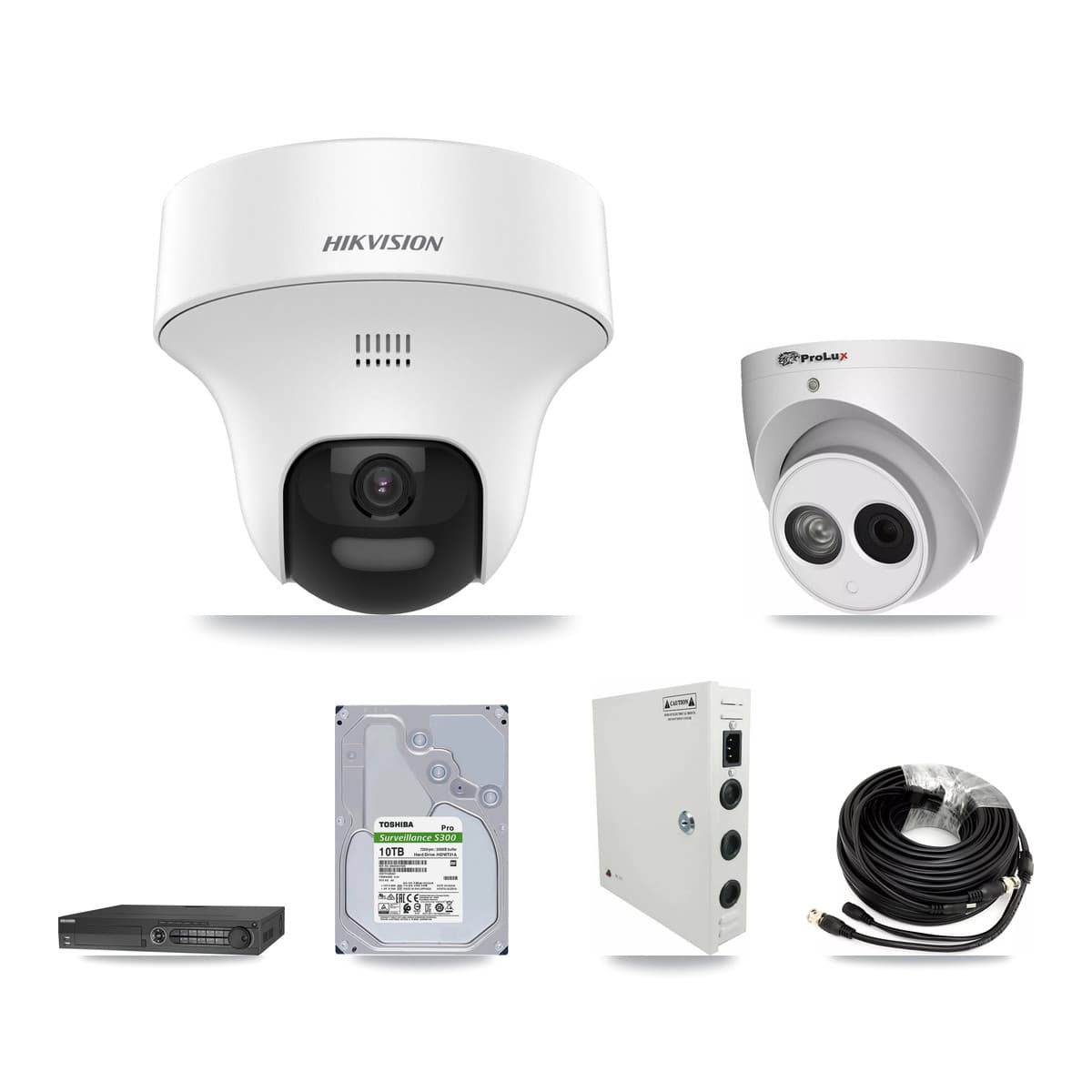 Hikvision & Prolux 32-Channel 4MP – 5MP CCTV Kit — 31 DS-2CE70K0T 5MP + 1 PXC-612C4W-A 4MP Turret Cameras + 4× 10TB Recording