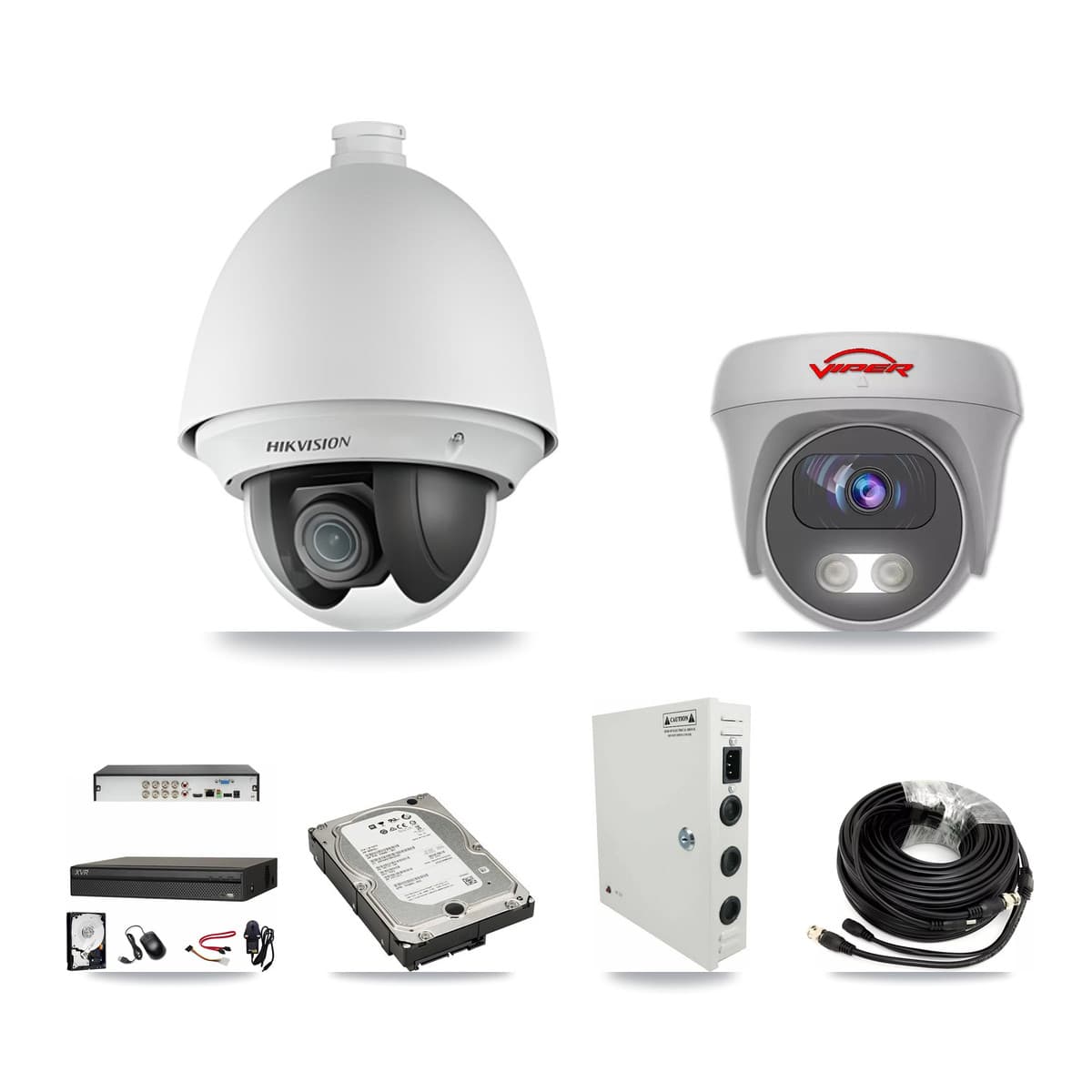 8-Channel 2MP – 5MP CCTV Kit — 5 2MP PTZ + 1 White 5MP Cameras + 5TB Recording (XVR-3108AD Recorder) - Image 1