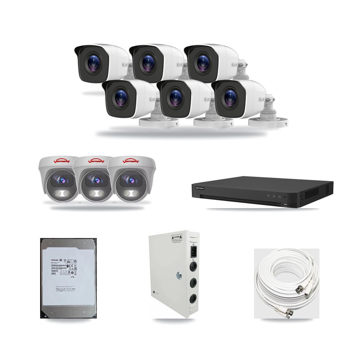16-Channel 4MP – 5MP CCTV Kit — 6 4MP Bullet + 3 5MP Cameras + 14TB Recording - Image 1
