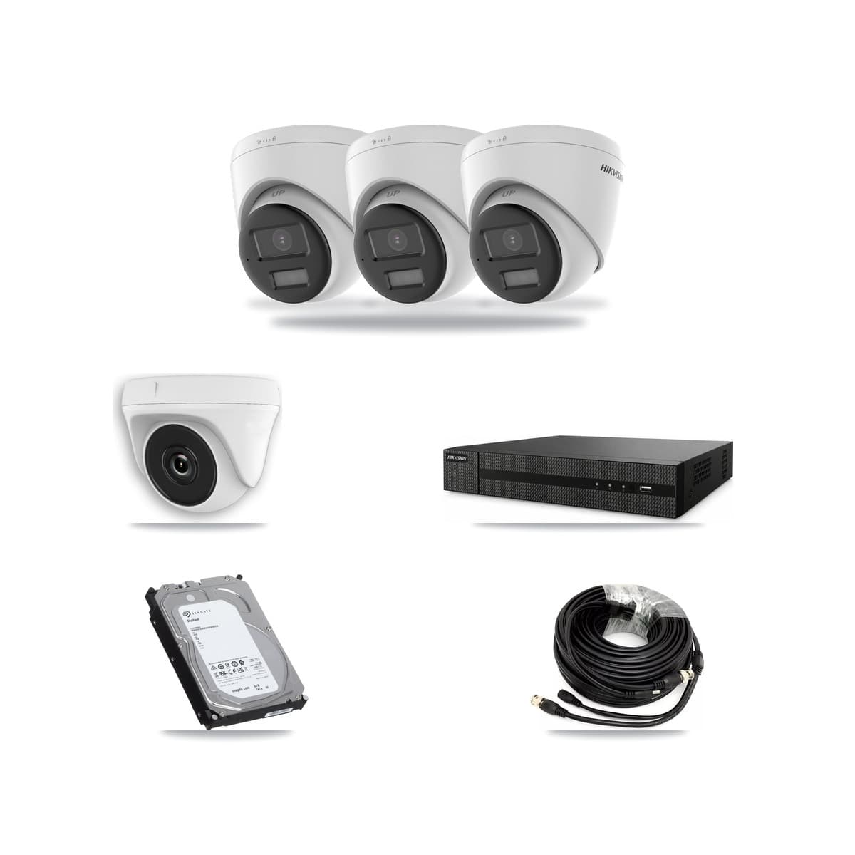 Hikvision 8-Channel 2MP – 4K CCTV Kit — 3 4K Turret + 1 2MP Dome Cameras + 6TB Recording - Image 1