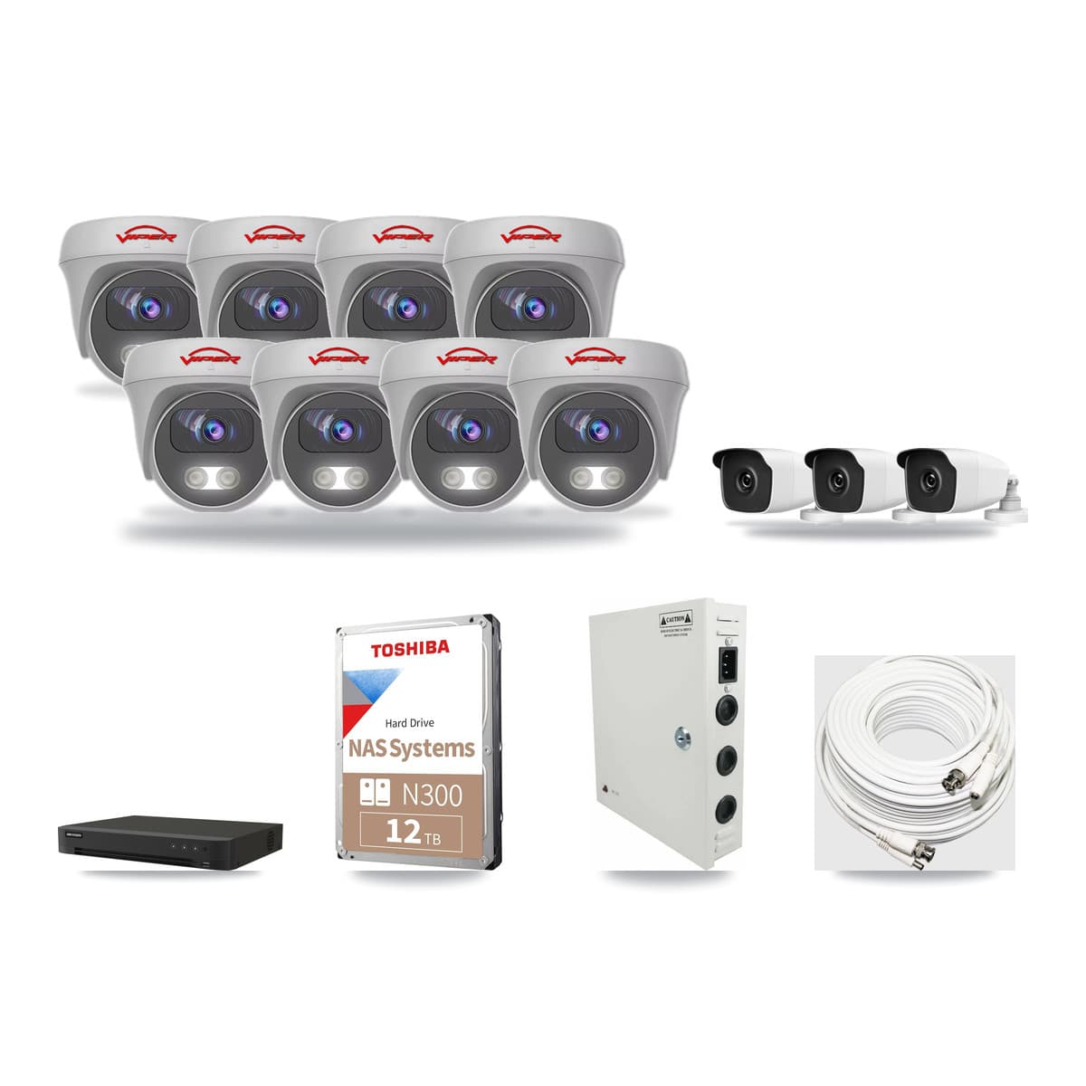 16-Channel 3MP – 5MP CCTV Kit — 3 3MP Bullet + 8 5MP Cameras + 12TB Recording - Image 1