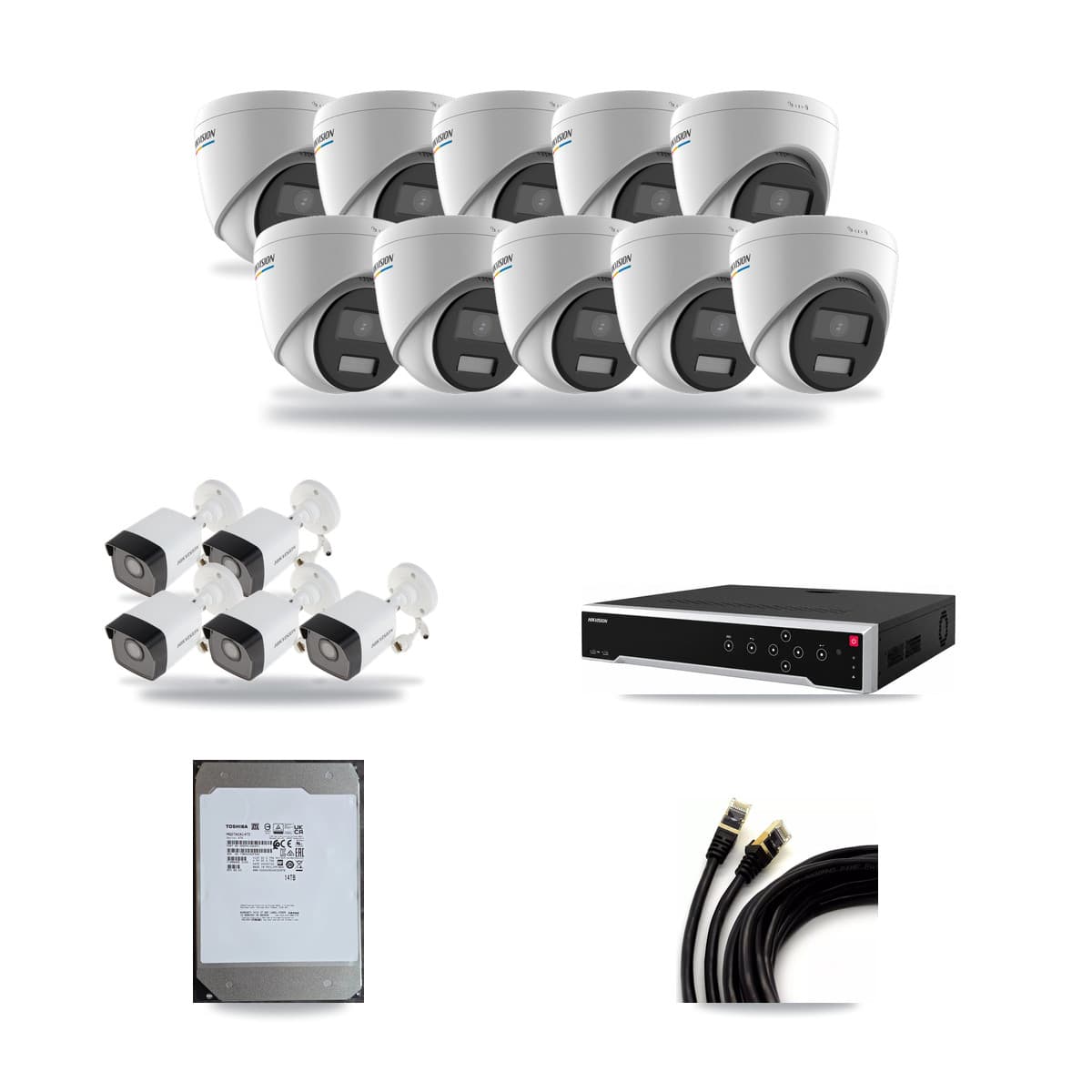 Hikvision 32-Channel 2MP – 5MP CCTV Kit — 5 5MP Bullet + 10 2MP Turret Cameras + 14TB Recording - Image 1