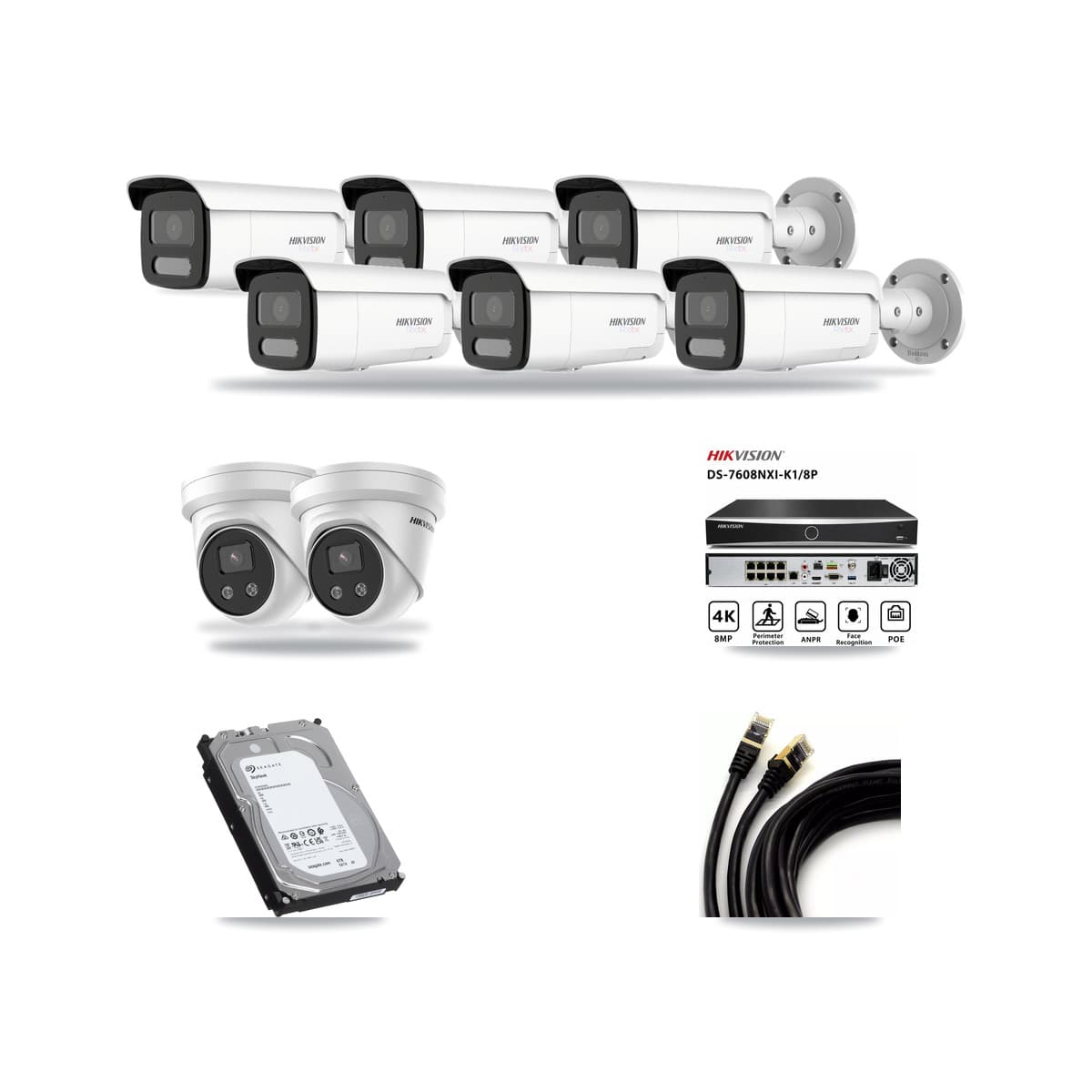 Hikvision 8-Channel 5MP – 4K CCTV Kit — 6 4K Bullet + 2 5MP Turret Cameras + 6TB Recording - Image 1
