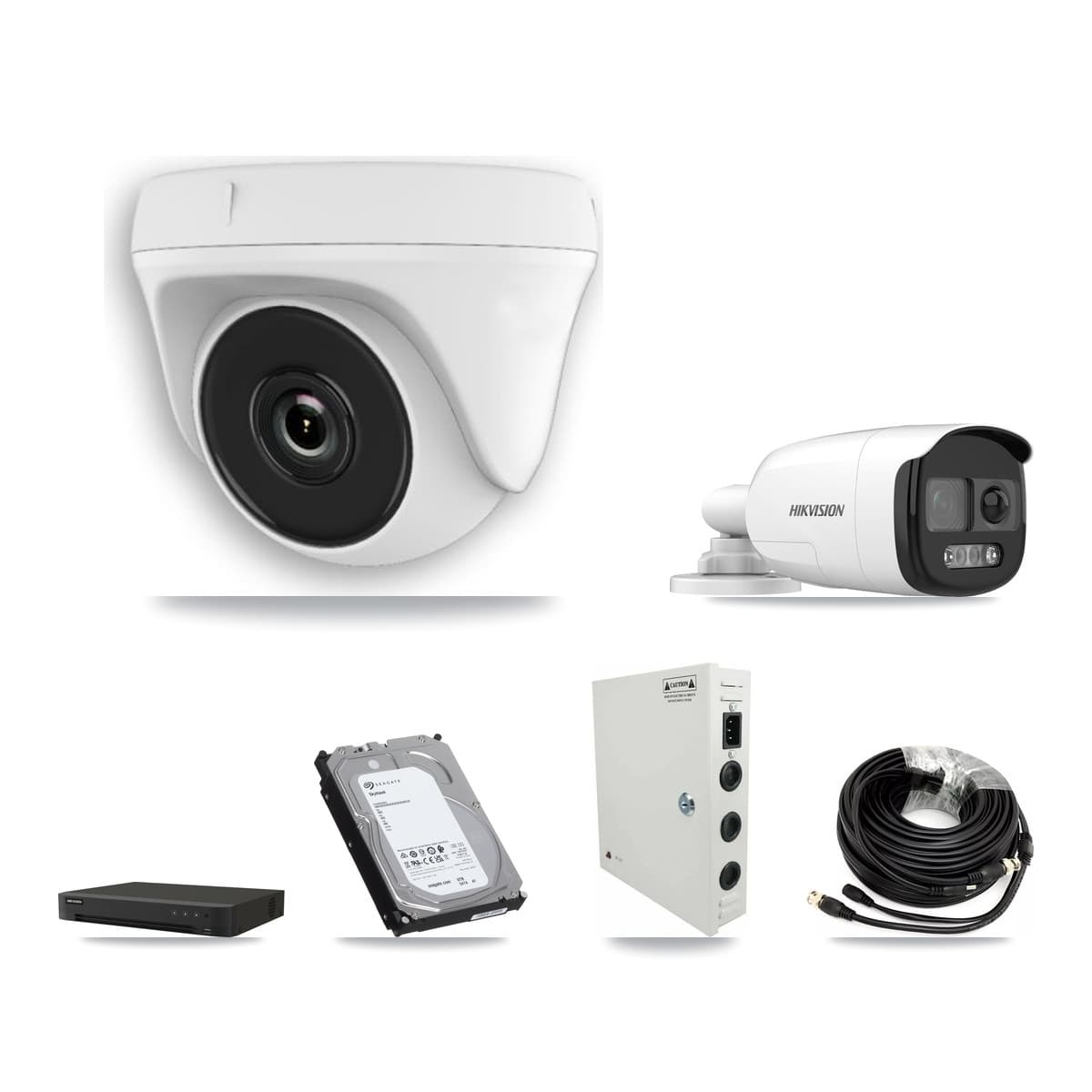Hikvision 16-Channel 2MP – 5MP CCTV Kit — 5 DS-2CE12KF3T 5MP Bullet + 11 White HDT-2MP-N20W 2MP Dome Cameras + 6TB Recording