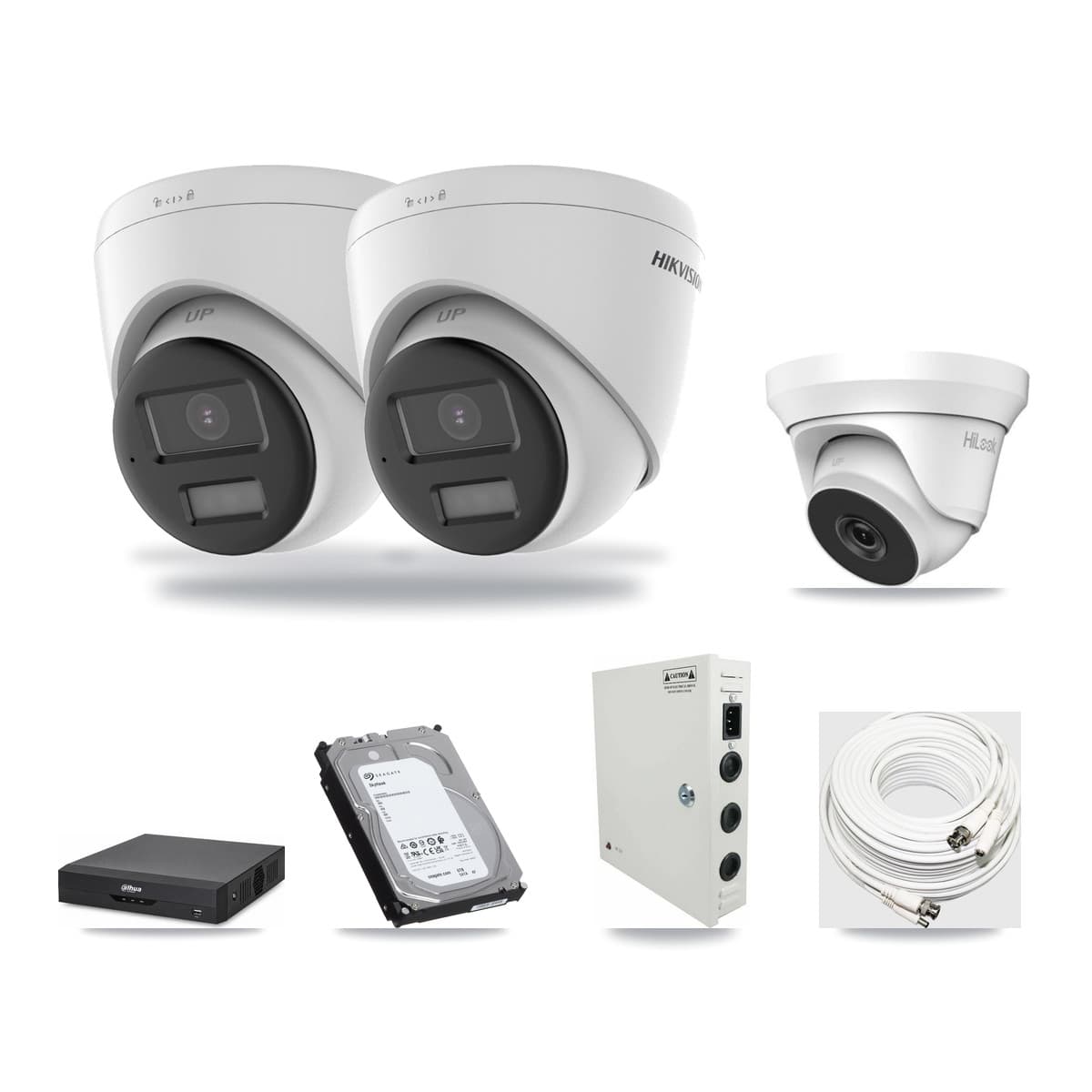 4-Channel 4MP – 4K CCTV Kit — 2 4K + 1 4MP Turret Cameras + 6TB Recording (DH-XVR5104HS Recorder) - Image 1
