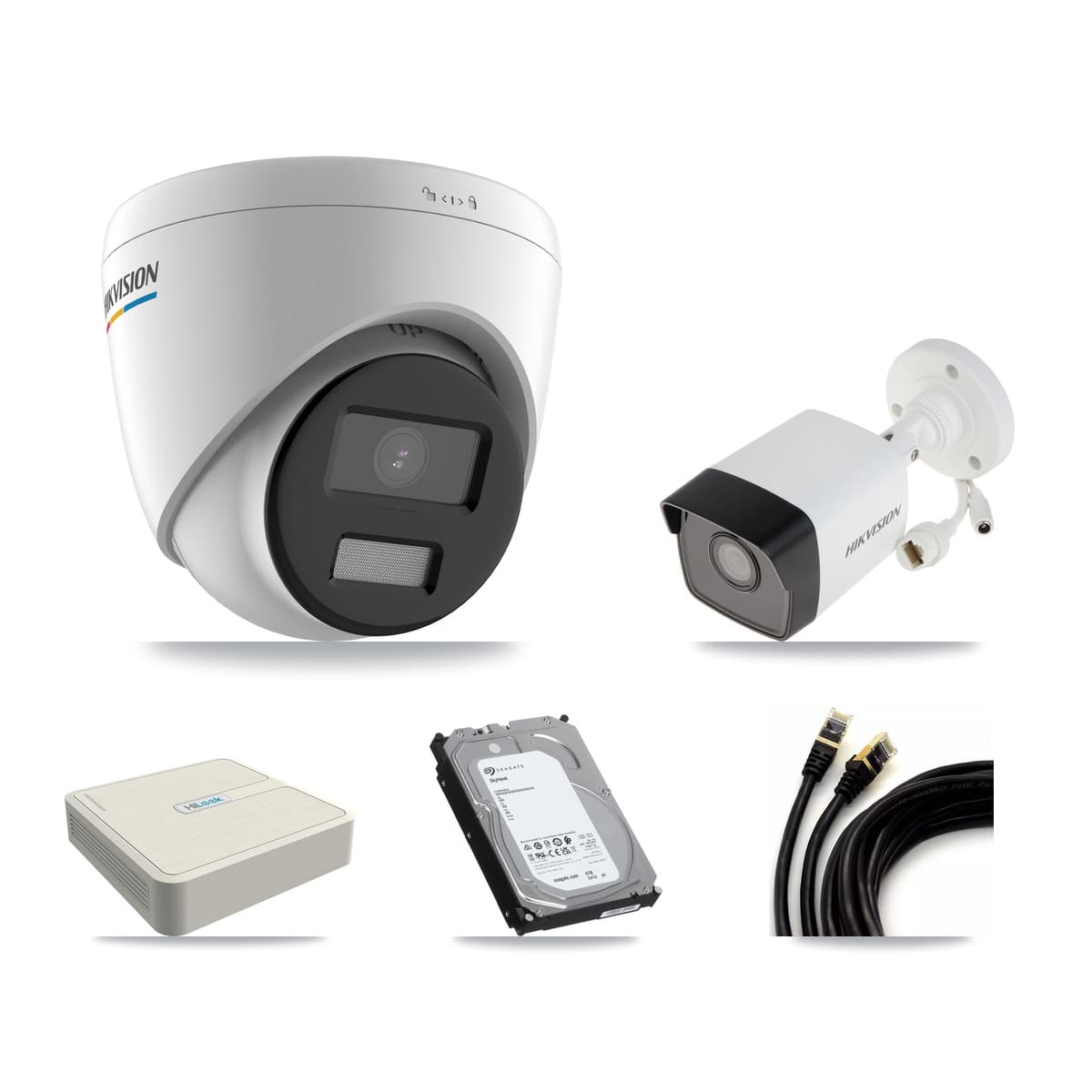 Hikvision & HiLook 8-Channel 2MP – 5MP CCTV Kit — 2 5MP Bullet + 5 2MP Turret Cameras + 6TB Recording (NVR-108H-D Recorder)