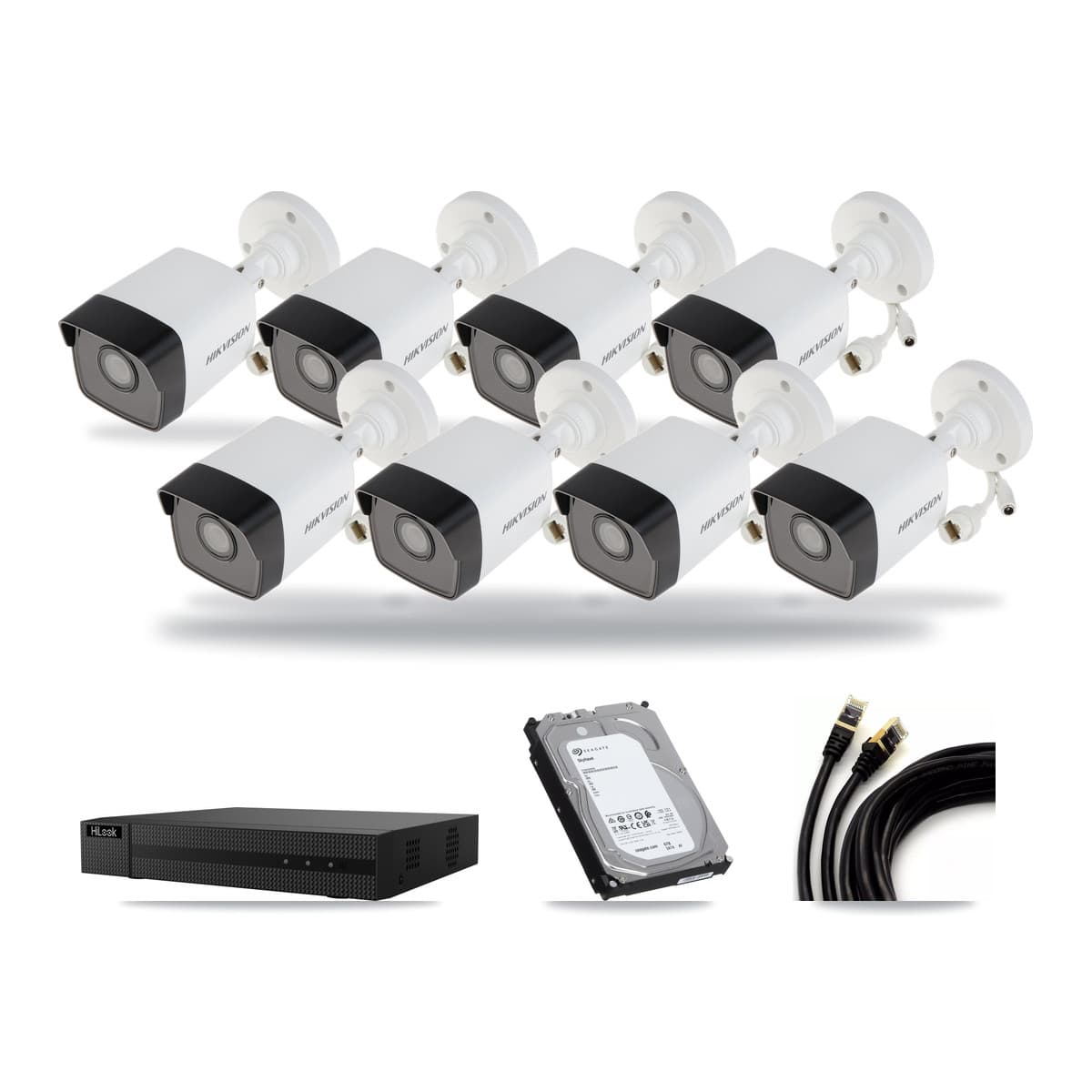 Hikvision & HiLook 8-Channel 5MP CCTV Kit — 8 Bullet Cameras + 6TB Recording (NVR-108MH-D Recorder) - Image 1