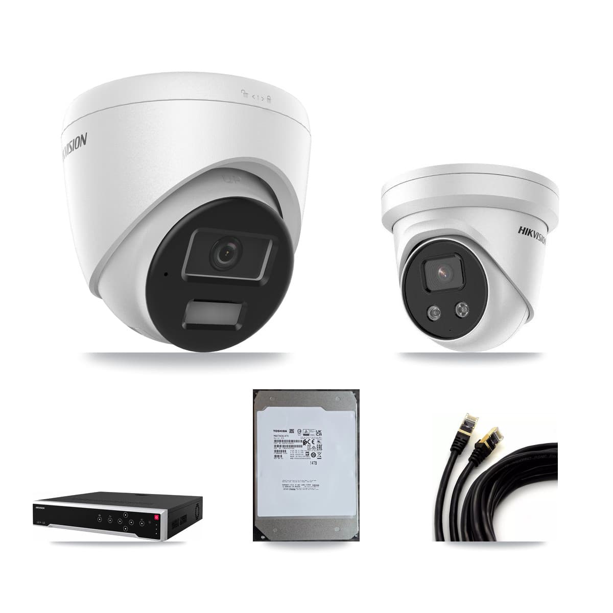 Hikvision 32-Channel 4MP – 5MP CCTV Kit — 13 4MP + 6 5MP Turret Cameras + 2× 14TB Recording