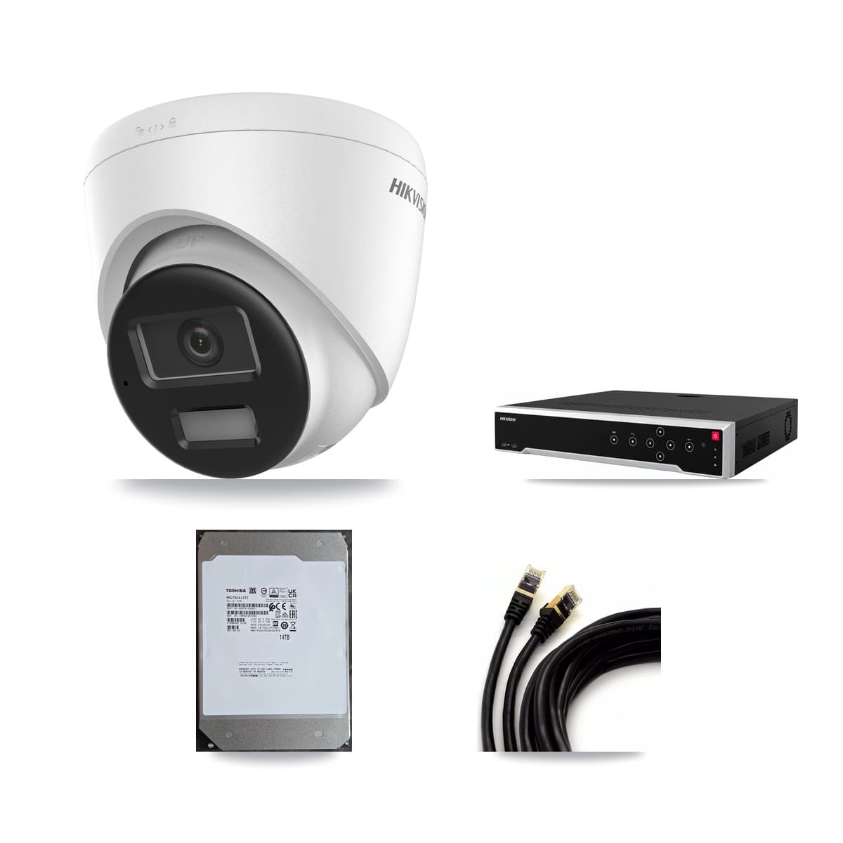Hikvision 32-Channel 4K CCTV Kit — 10 DS-2CD1383G2-LIU Turret Cameras + 2× 14TB Recording (DS-7732NI-M4/24P Recorder)