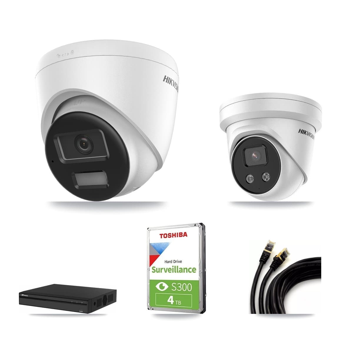 Hikvision & Prolux 4-Channel 5MP – 4K CCTV Kit — 1 4K + 1 5MP Turret Cameras + 4TB Recording