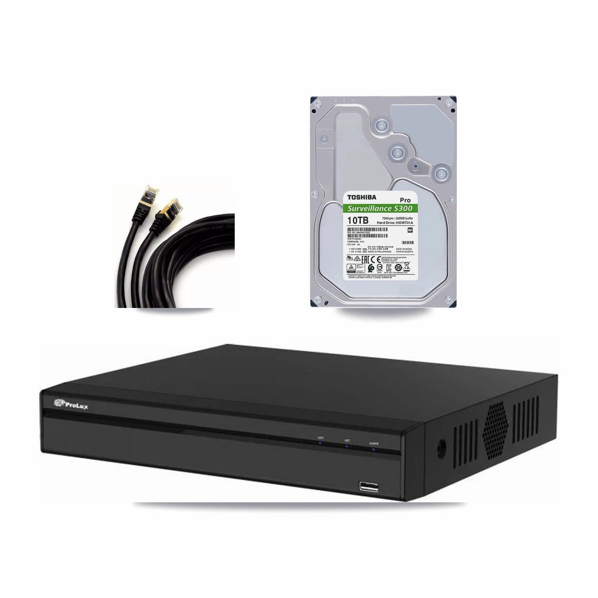 Prolux 4-channel CCTV kit: 4 cameras (4× 5MP Dome), 10TB hard drive