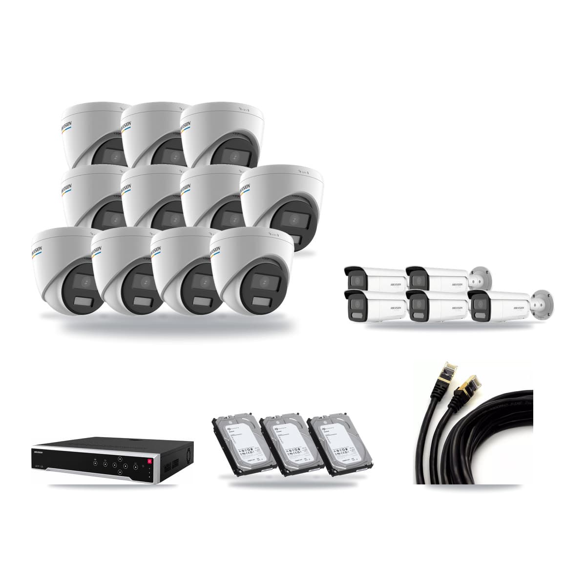 Hikvision 32-Channel 2MP – 4K CCTV Kit — 11 2MP Turret + 5 4K Bullet Cameras + 3× 6TB Recording - Image 1