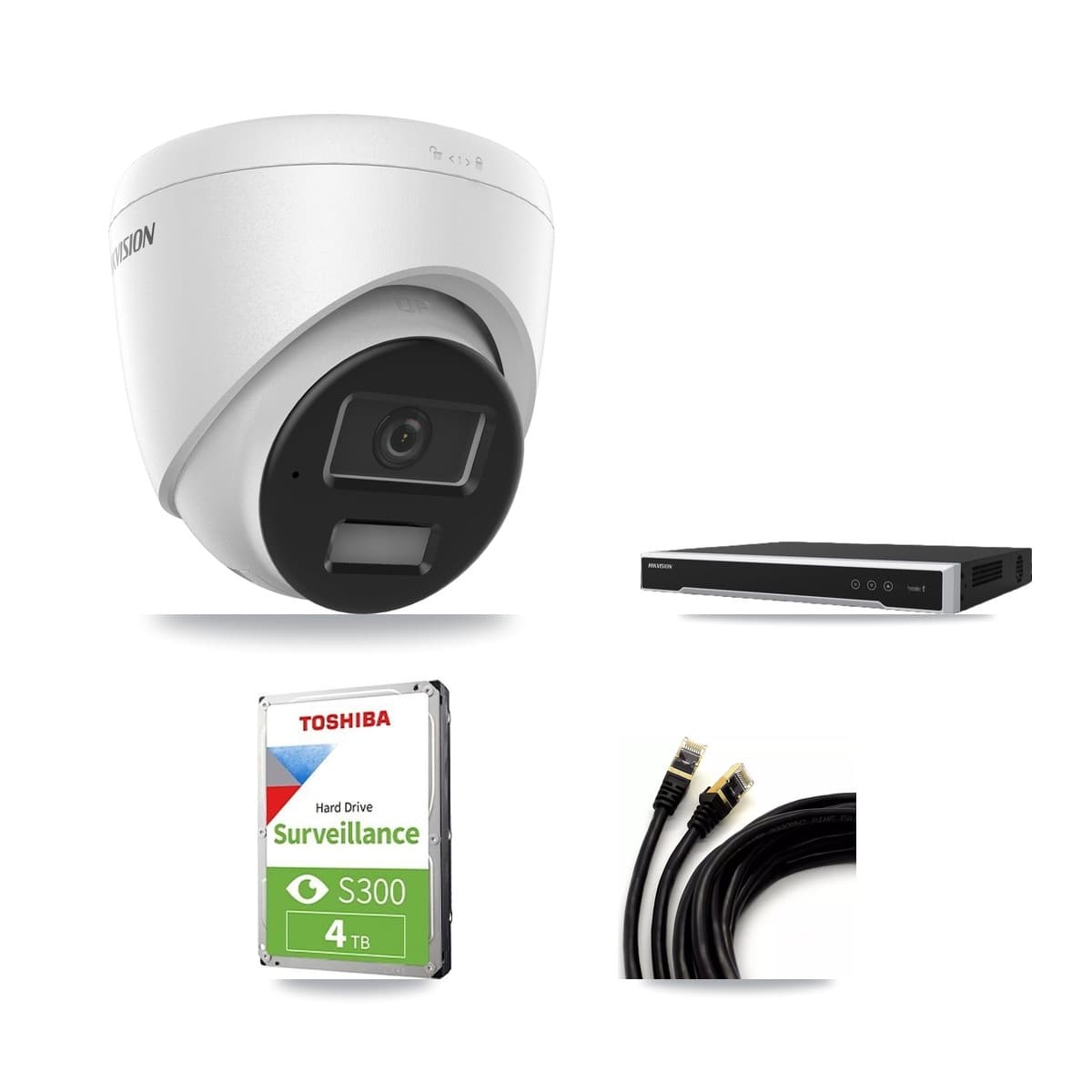 Hikvision 16-Channel 4MP CCTV Kit — 3 DS-2CD1343G2 Turret Cameras + 4TB Recording (DS-7616NI-M2 Recorder)