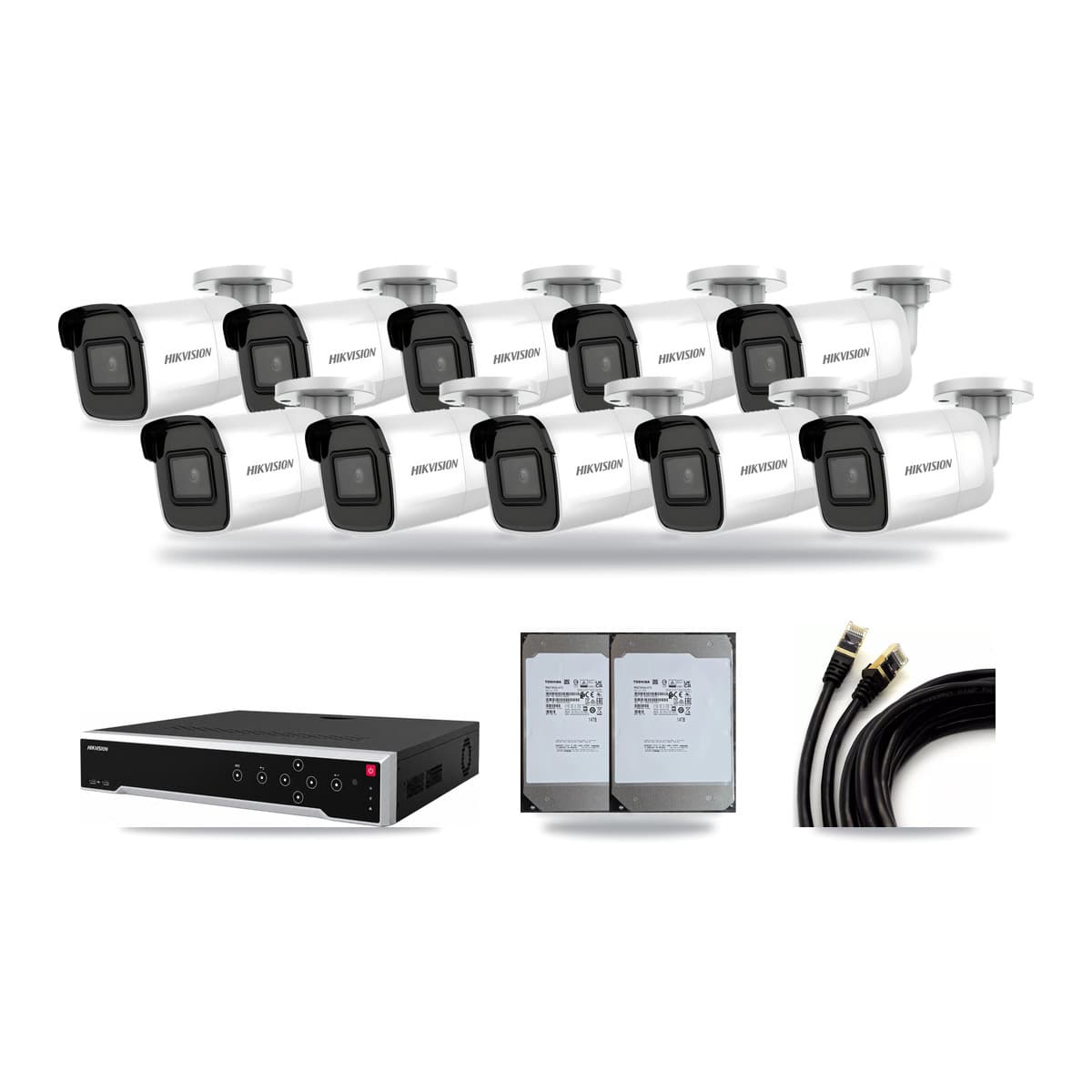 Hikvision 32-Channel 4K CCTV Kit — 10 Bullet Cameras + 2× 14TB Recording - Image 1