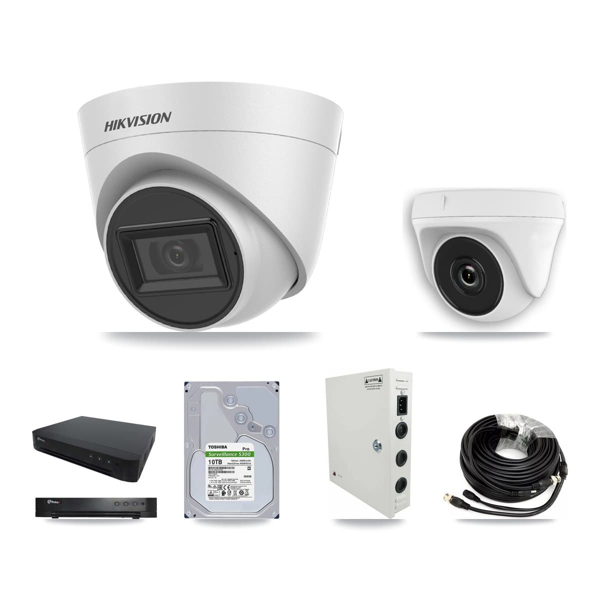 Hikvision & Prolux 16-Channel 2MP – 5MP CCTV Kit — 5 White 5MP Turret + 5 White 2MP Dome Cameras + 10TB Recording