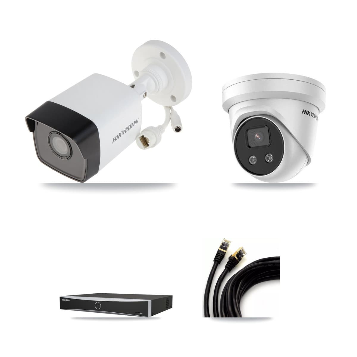 Hikvision 4-Channel 5MP CCTV Kit — 1 DS-2CD1053G0 Bullet + 1 DS-2CD3356G2 Turret Cameras + 3TB Recording