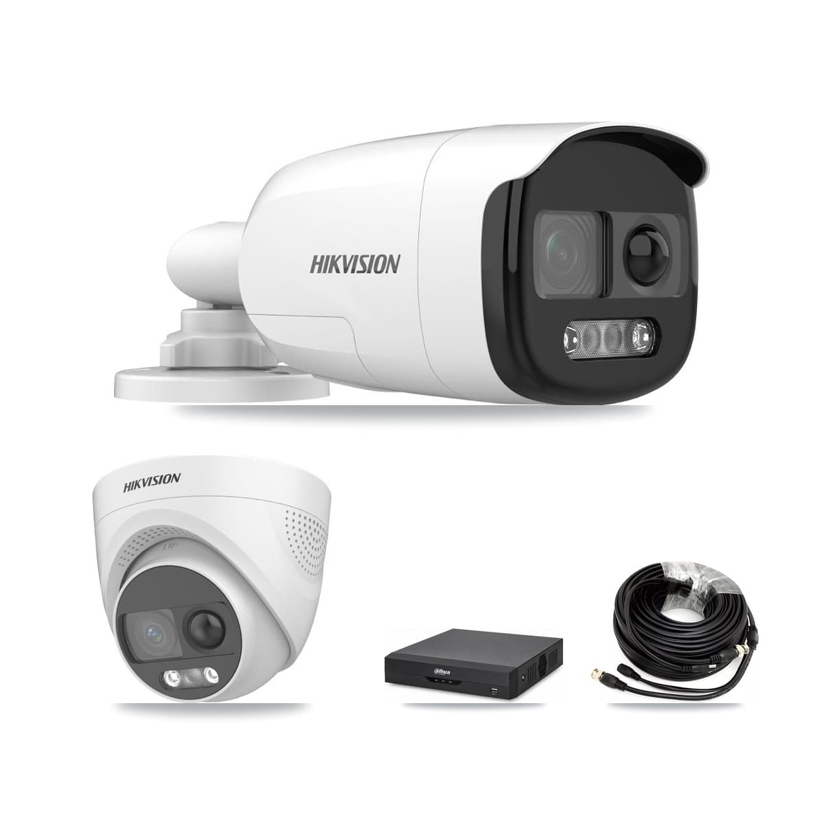 Hikvision & Dahua 4-Channel 5MP CCTV Kit — 1 DS-2CE12KF3T Bullet + 1 DS-2CE72KF3T Turret Cameras + 3TB Recording