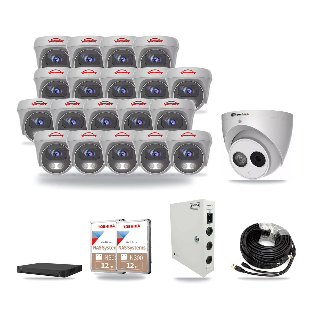32-Channel 4MP – 5MP CCTV Kit — 1 4MP Turret + 19 5MP Cameras + 2× 12TB Recording - Image 1